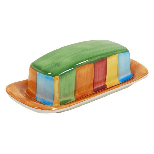 Colorful Southwestern Butter Dish with Serape Design | Ceramic Butter Keeper for Dining Table Decor | Perfect for Farmhouse, Rustic, and Mexican Style Kitchens