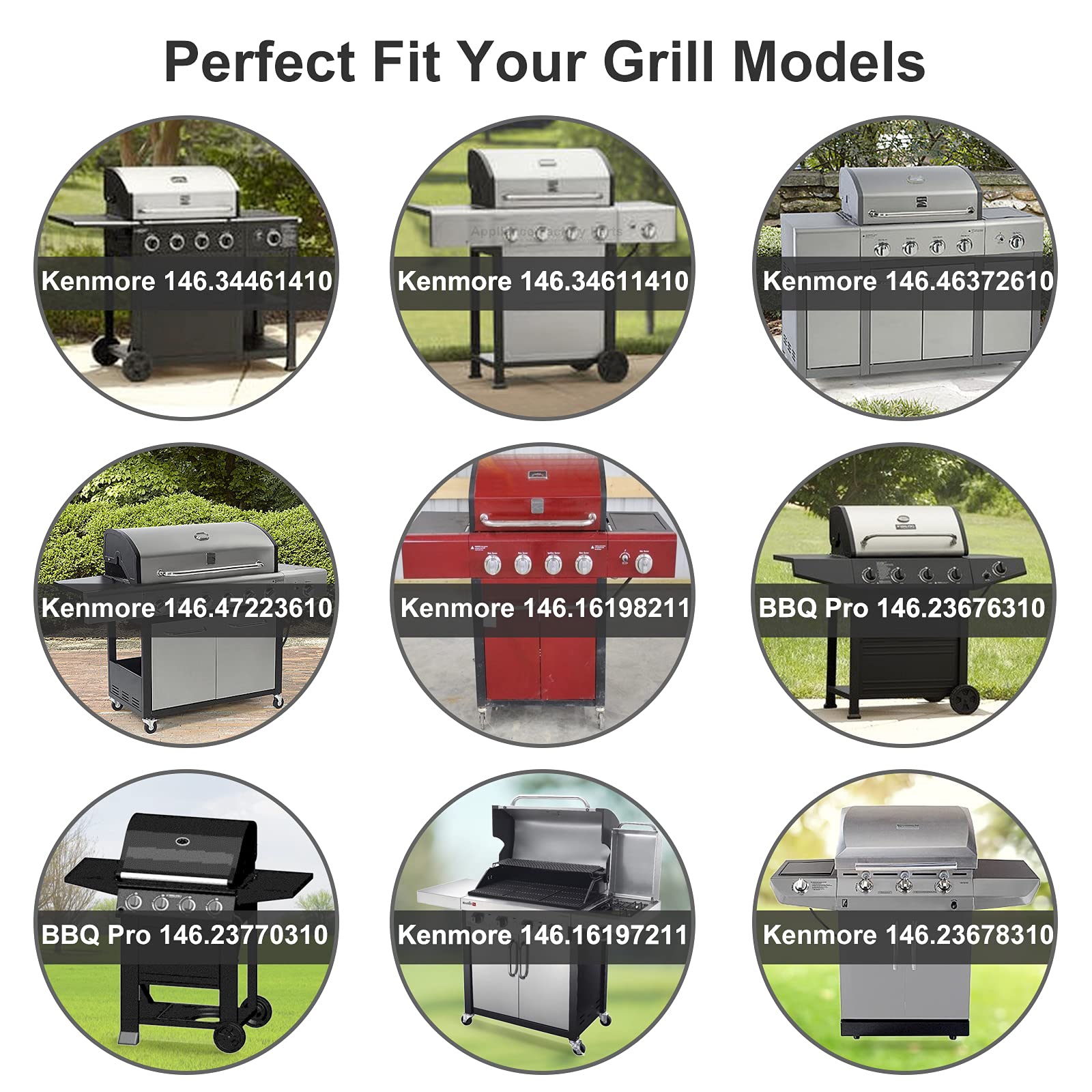 Stainless Steel Grill Parts Kit Compatible with Kenmore 146.34611410 146.23678310 146.16198211 14623678310 146.46366610 146.10016510 146.46372610 - Gas Burners & Heat Plates Replacement for Outdoor BBQ Grilling & Backyard Cooking