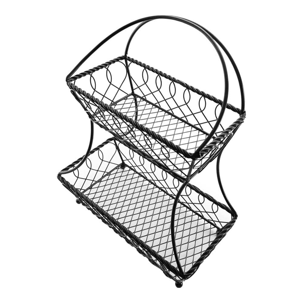 2-Tier Lattice Fruit Basket - Stackable Wire Storage Organizer for Kitchen Counter, Pantry, or Dining Table Display