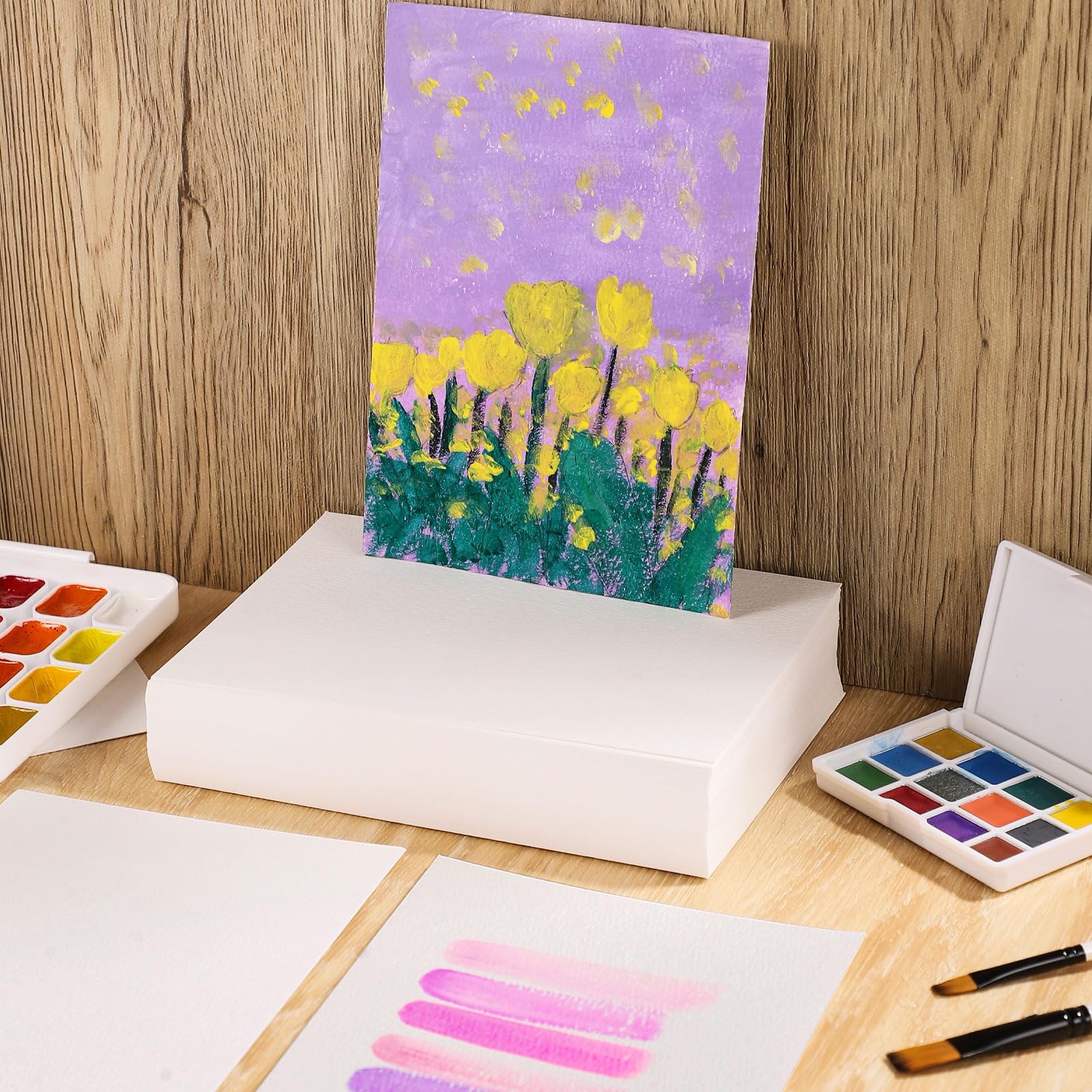 120 Sheets 140 lb/300 GSM Cold Press Watercolor Paper - Premium Cotton Blend for Artists, Students & Kids (5x7 Inch) | Perfect for Painting, Drawing, Wedding Cards & Gift Projects