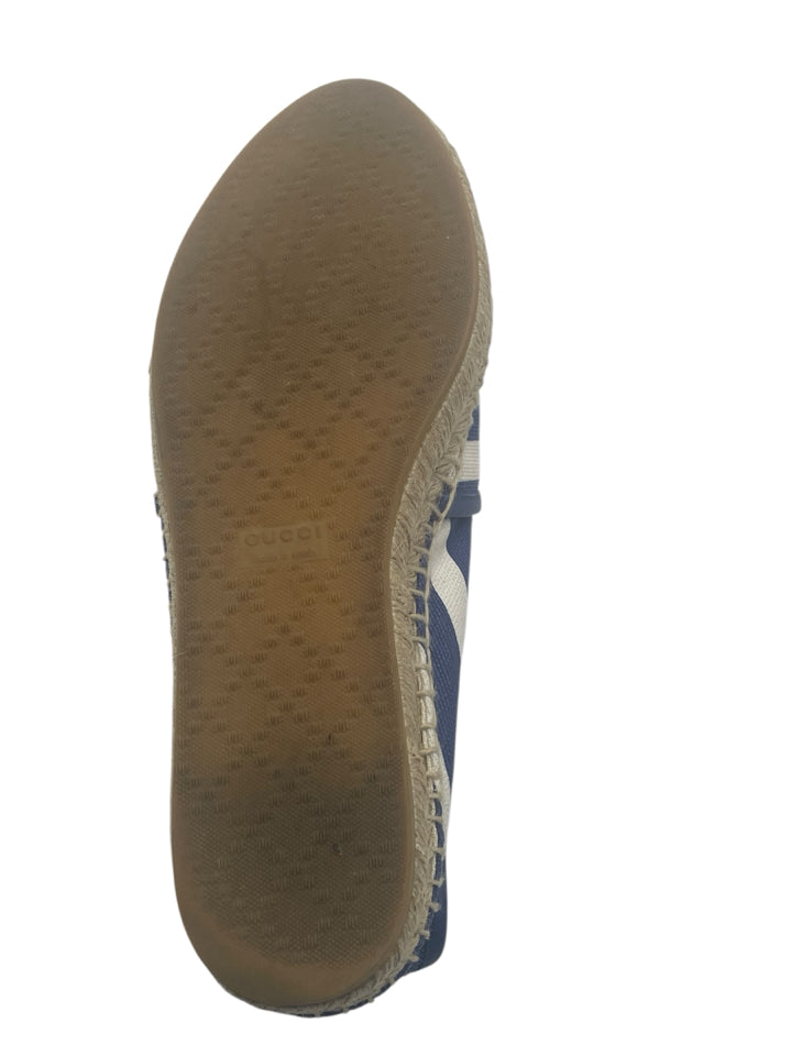 Gucci Embroidered Bee Striped Espadrilles for Women - Size 37 (US 7) | Stylish Summer Flats for Casual Outings, Beach Vacations & Fashionable Everyday Wear