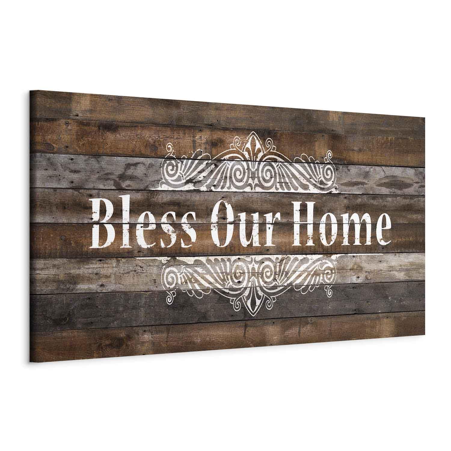 Artgeist Framed Canvas Wall Art Print - 53x18 Inches Inspirational Quote Home Decor, Stretched Picture Painting for Living Room, Bedroom & Office - Faux Wood Design (Style m-A-0959-b-a)