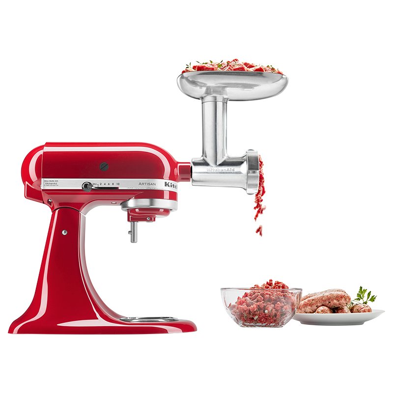 KitchenAid KSMMGA Metal Food Grinder Attachment - Grind Meat, Vegetables & More for Sausages, Burgers & Homemade Meals - Perfect for KitchenAid Stand Mixers