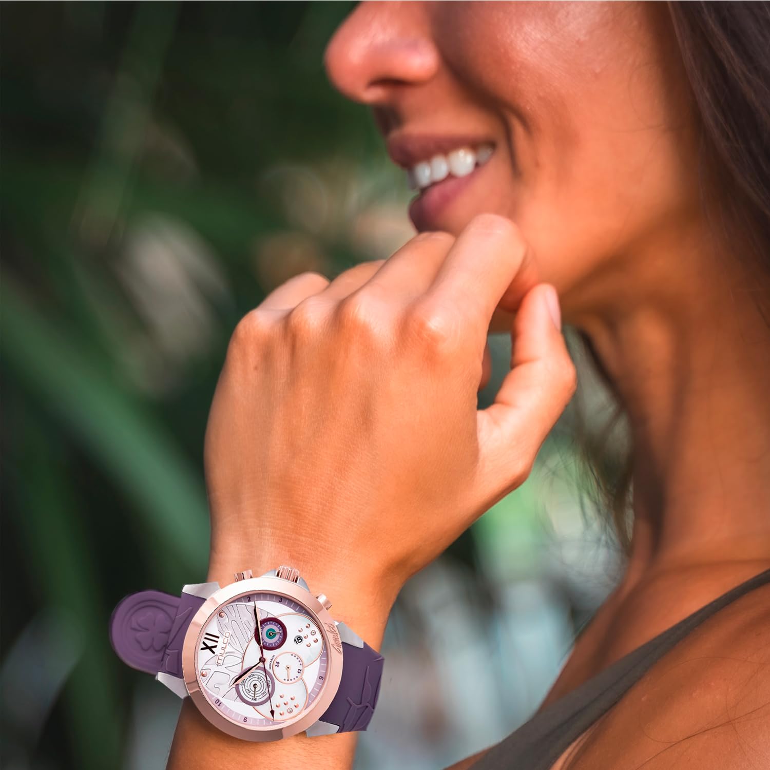 Luxury MULCO Women's Watches - Silver Stainless Steel Case with Silicone Band, Mother of Pearl & Rose Gold Diamond Dial, Quartz Movement, Waterproof - Perfect for Office, Party & Everyday Wear