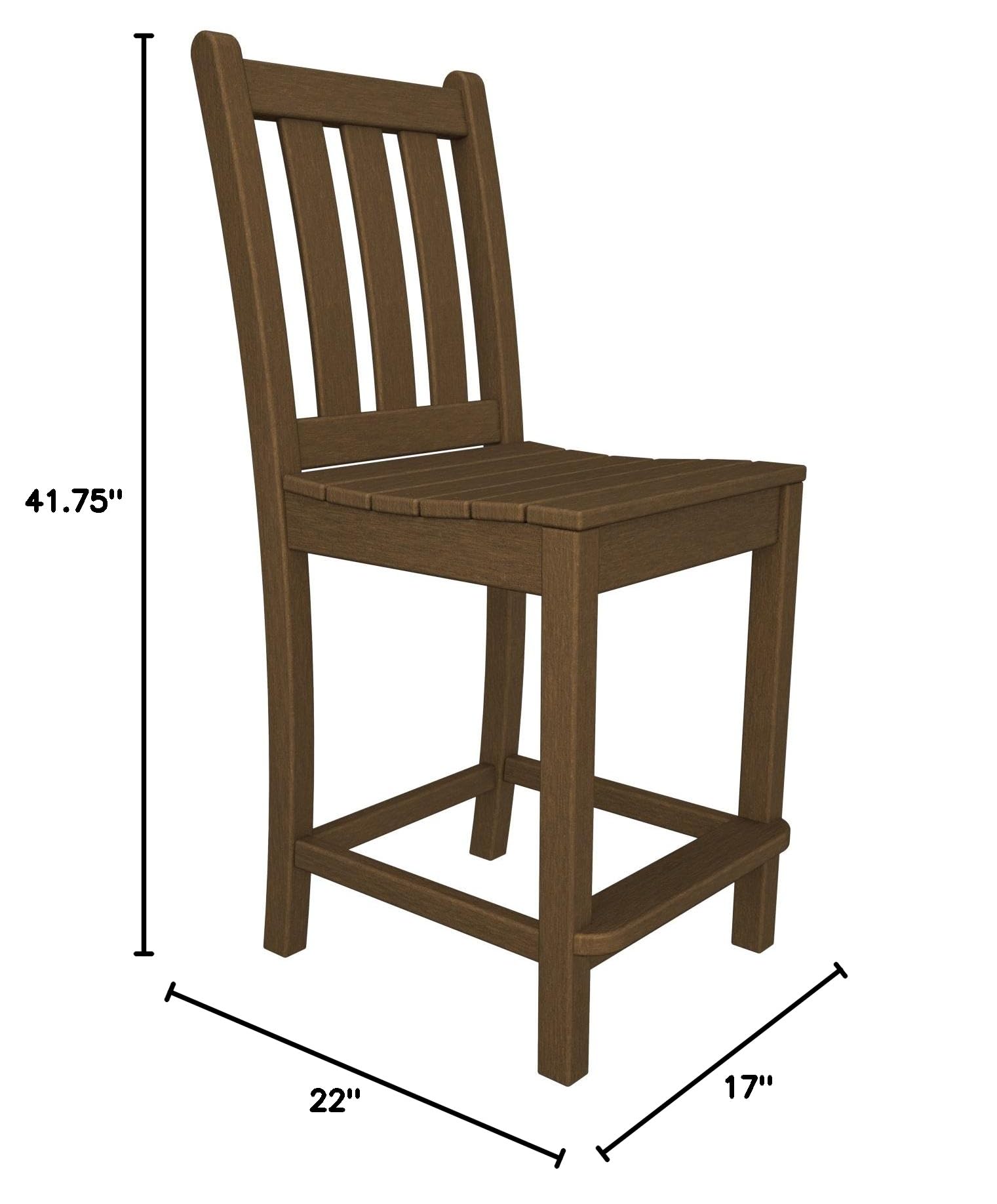POLYWOOD® Black Traditional Garden Counter Chair - Durable Outdoor Dining Furniture for Patio, Deck, and Poolside Use