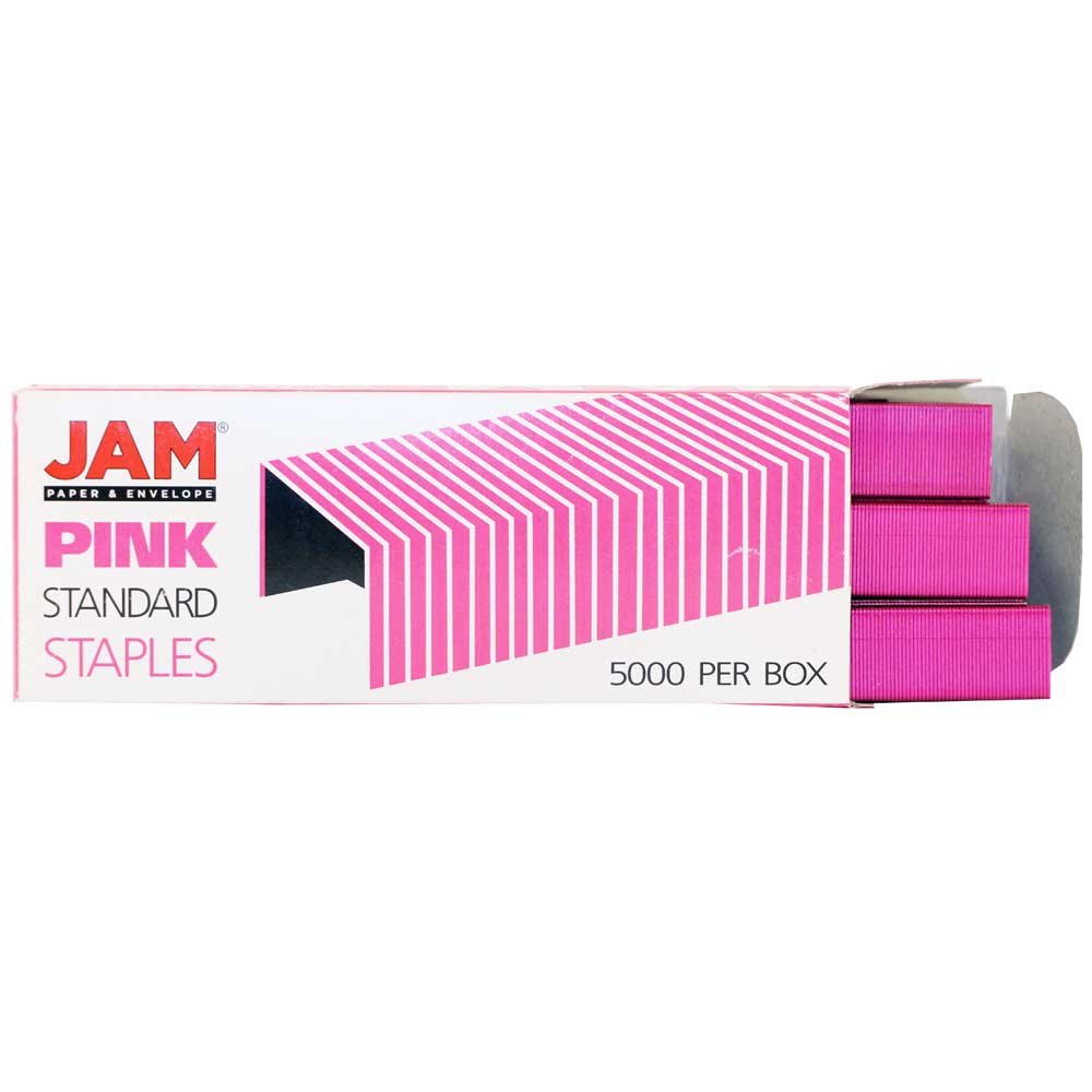 JAM PAPER Pink Office Starter Kit - Stapler, Tape Dispenser, Staples, Paper Clips & Binder Clips (5-Piece Set) - Perfect for Home Office, School & Workplace Organization
