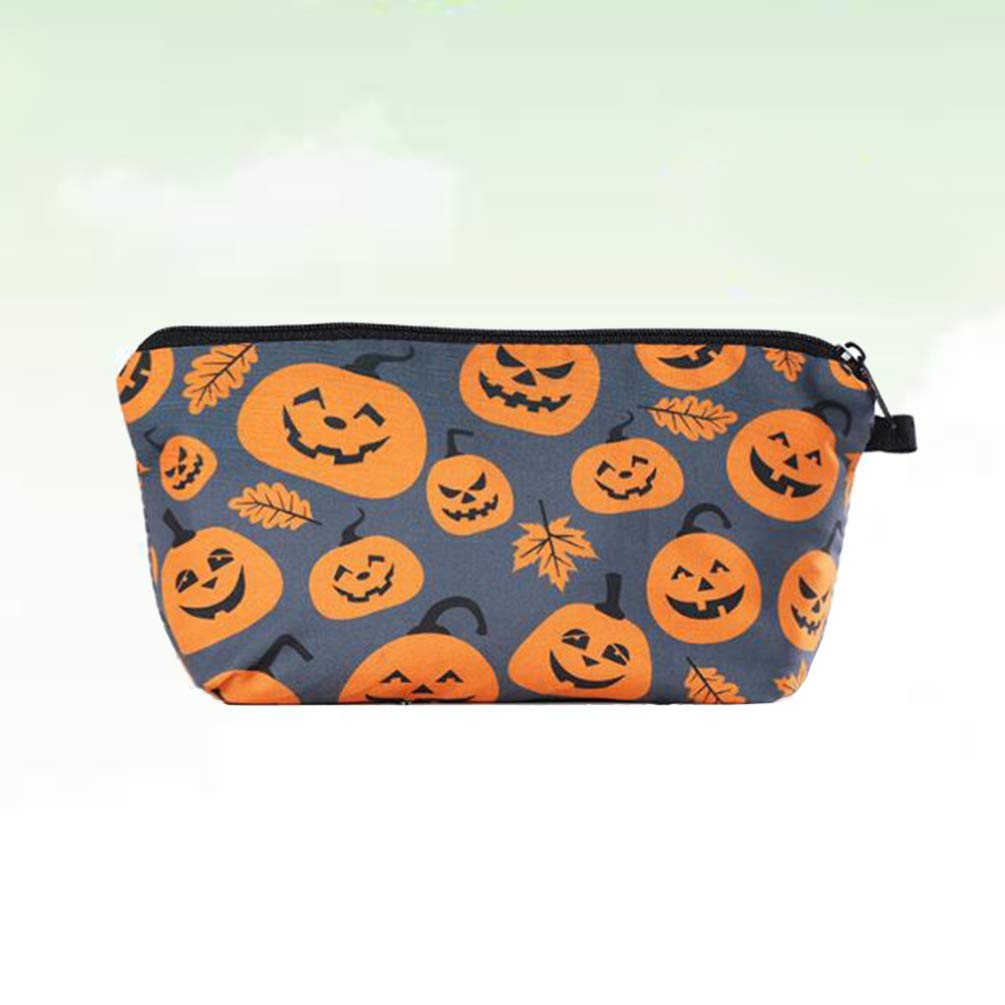 Beaupretty Halloween Cosmetic Bag - Pumpkin Print Makeup Pouch & Toiletry Travel Organizer for Women | Perfect for Trick-or-Treating, Costume Parties & Holiday Travel Accessories