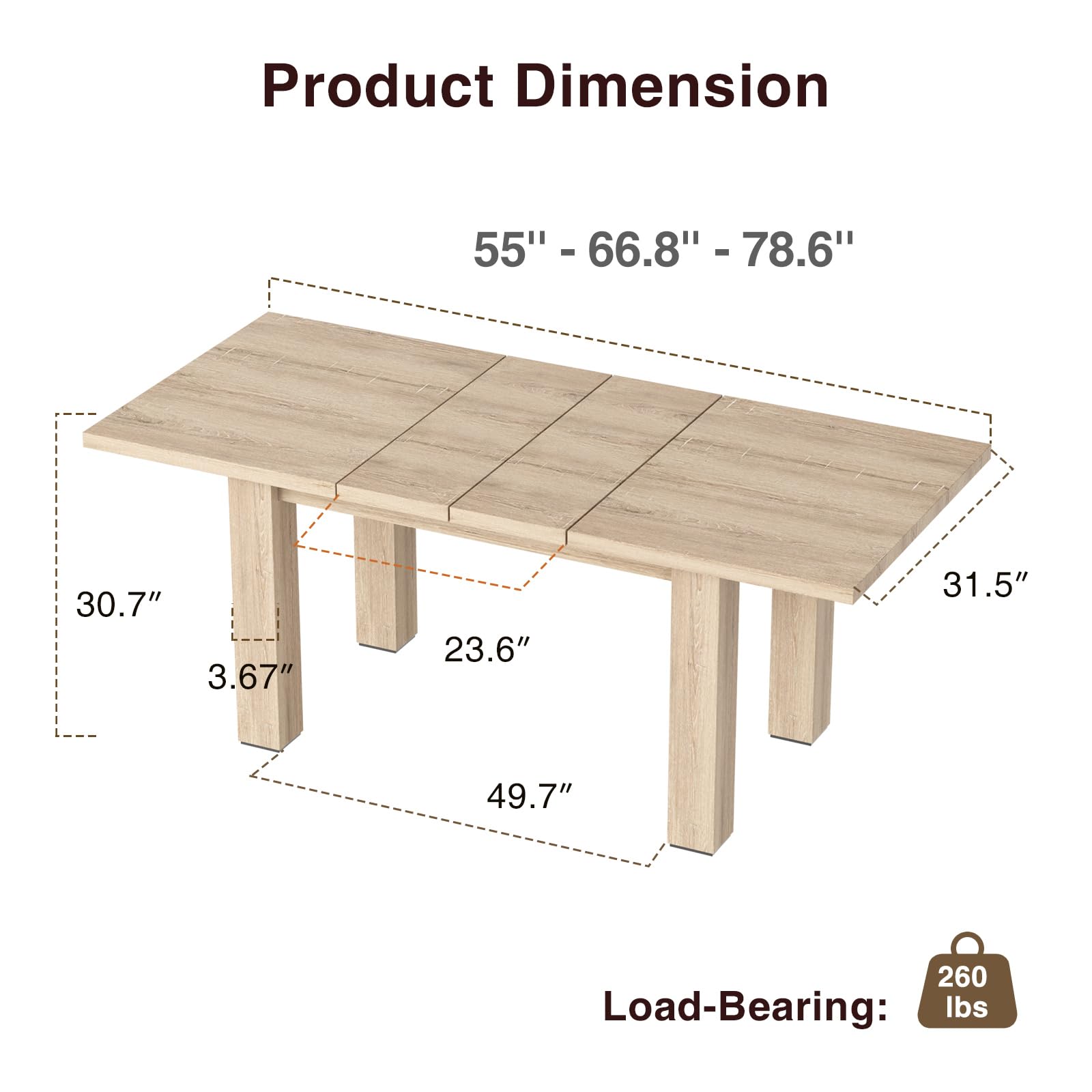 Extendable Wooden Dining Table for 6-10 People | 55