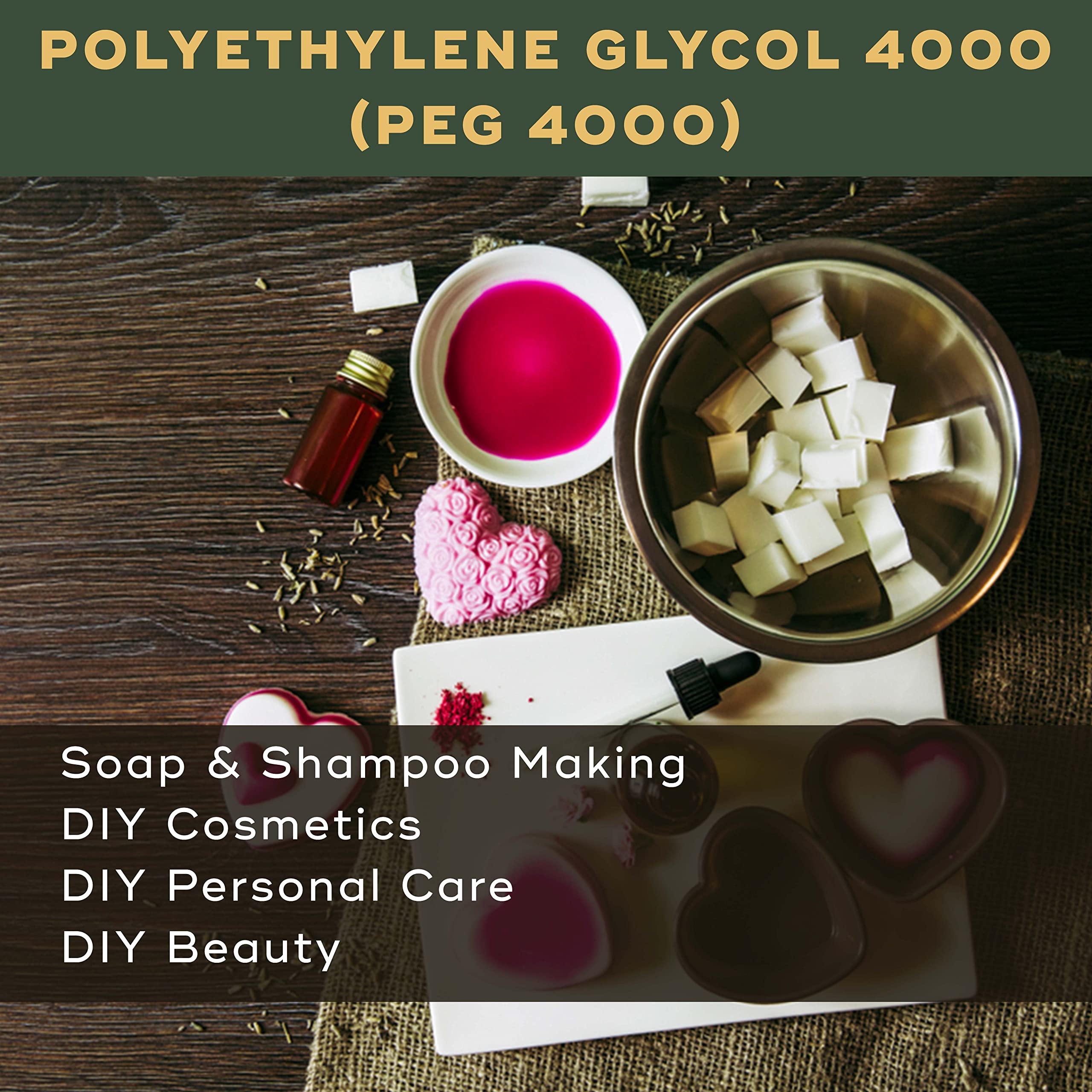 BRM Chemicals Polyethylene Glycol 4000 (PEG 4000) 1KG - Premium Ingredient for Soap Making, Shampoo, Cosmetics, Serum, Moisturizer & Lotion | DIY Personal Care for Face, Hair, Skin & Body | Ideal for Beauty Formulations & Homemade Skincare Products