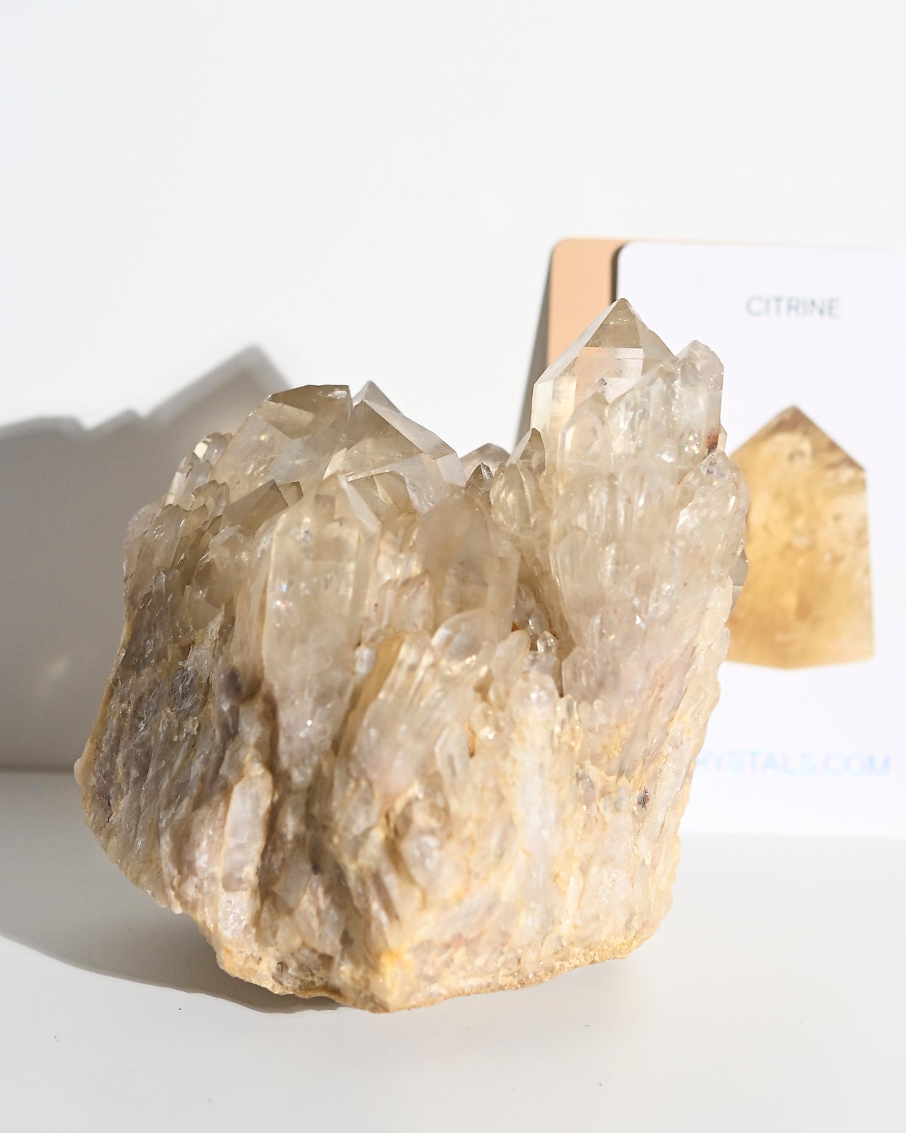 Natural Elestial Citrine Crystal Cluster - 3.7lbs Raw Healing Stone for Meditation, Reiki, Chakra Balancing & Home Decor
