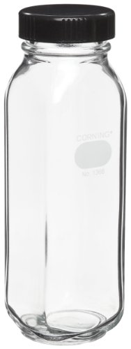 Pyrex Wide Mouth Milk Dilution Bottles 160mL (12-Pack) - Graduated Glass Culture Bottles with Screw Cap for Lab, Home Brewing & Scientific Experiments