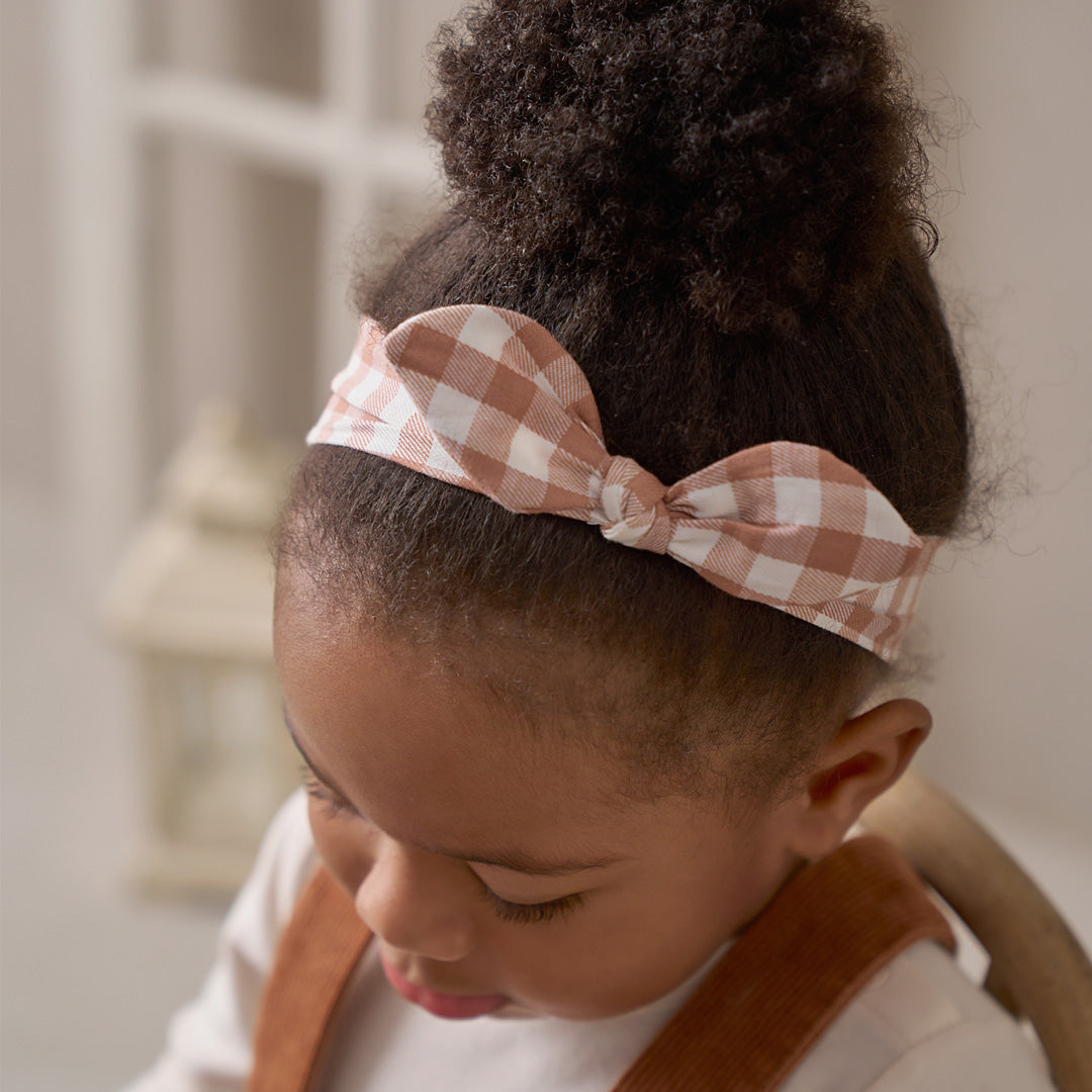 Rust Gingham Knotted Bow Headband for Women - Stylish Hair Accessory for Parties, Weddings & Everyday Wear