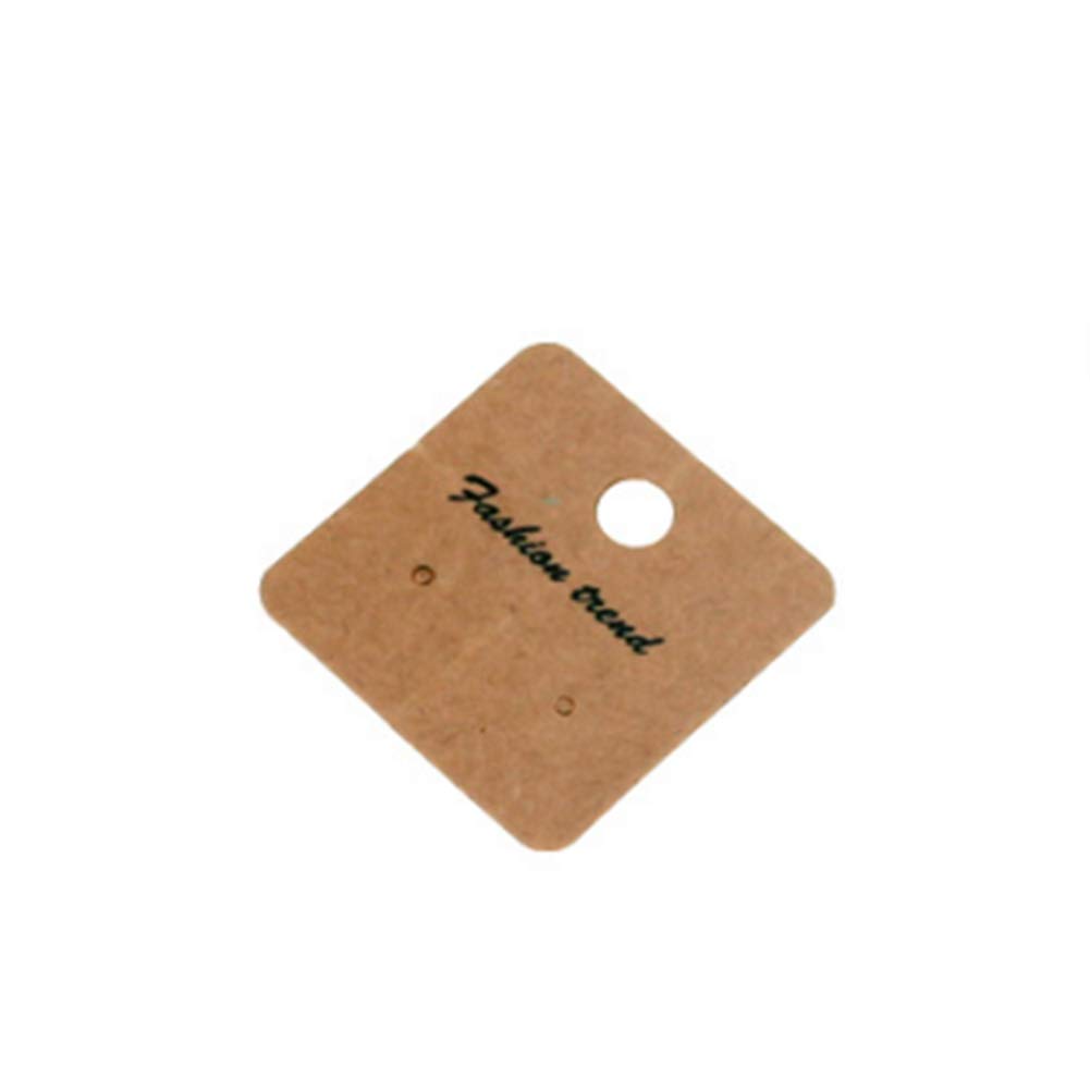 AKOAK 100-Piece Kraft Paper Earring Cards - 4x4cm Rectangular Jewelry Display Holders for DIY Earring Packaging & Accessories (Brown) - Perfect for Handmade Jewelry, Craft Shows & Boutique Retail Displays