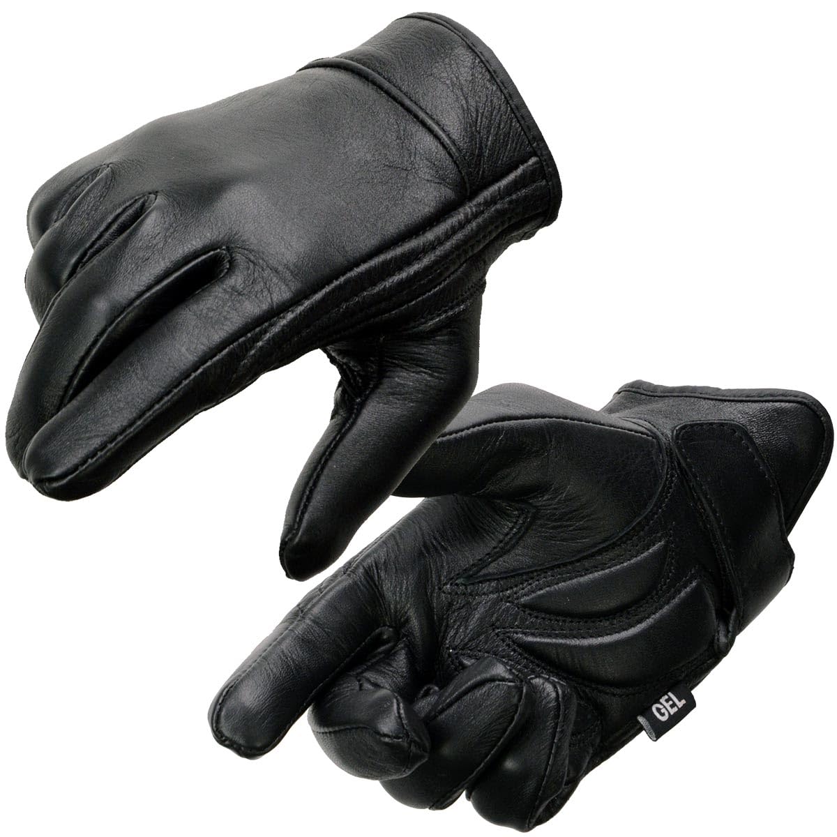Milwaukee Leather MG7510 Men's Black Leather Motorcycle Gloves - Gel Padded Palm, Short Wrist & Full Panel Cover - Comfortable Riding Gloves for Cruiser, Touring & Street Bikes - Perfect for Long Rides & Commuting