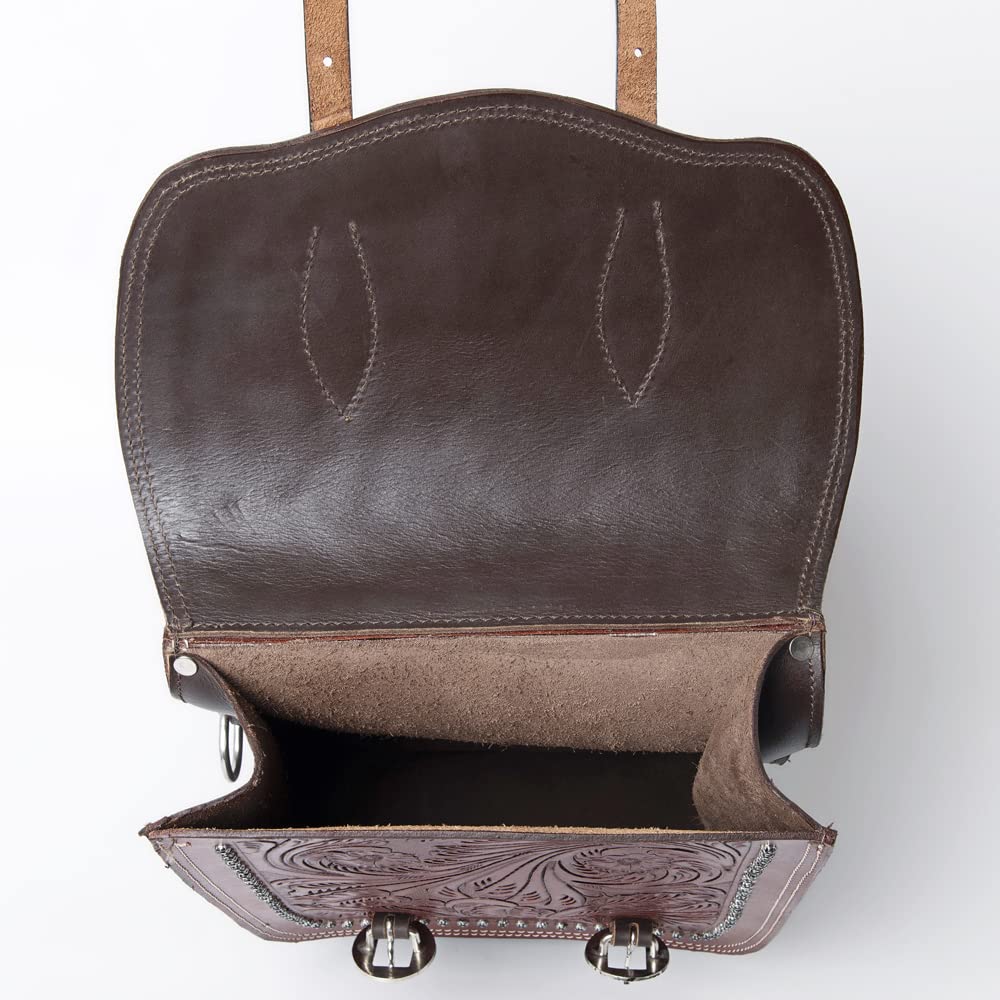 HILASON Soft Leather Horse Saddle Bag Brown | Western Equestrian Saddle Bag with Adjustable Closure | Durable Riding Accessory for Trail Riding, Horse Shows & Ranch Work