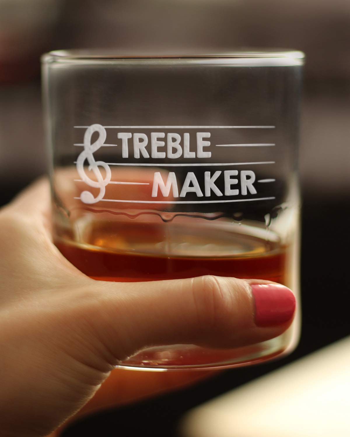 Treble Maker Whiskey Rocks Glass - Unique Music Teacher Gift for Men & Women - 10.25 Oz Crystal Clear Ice Cube Tumbler - Perfect for Bourbon, Scotch & Cocktails at Home Bar or Music Studio