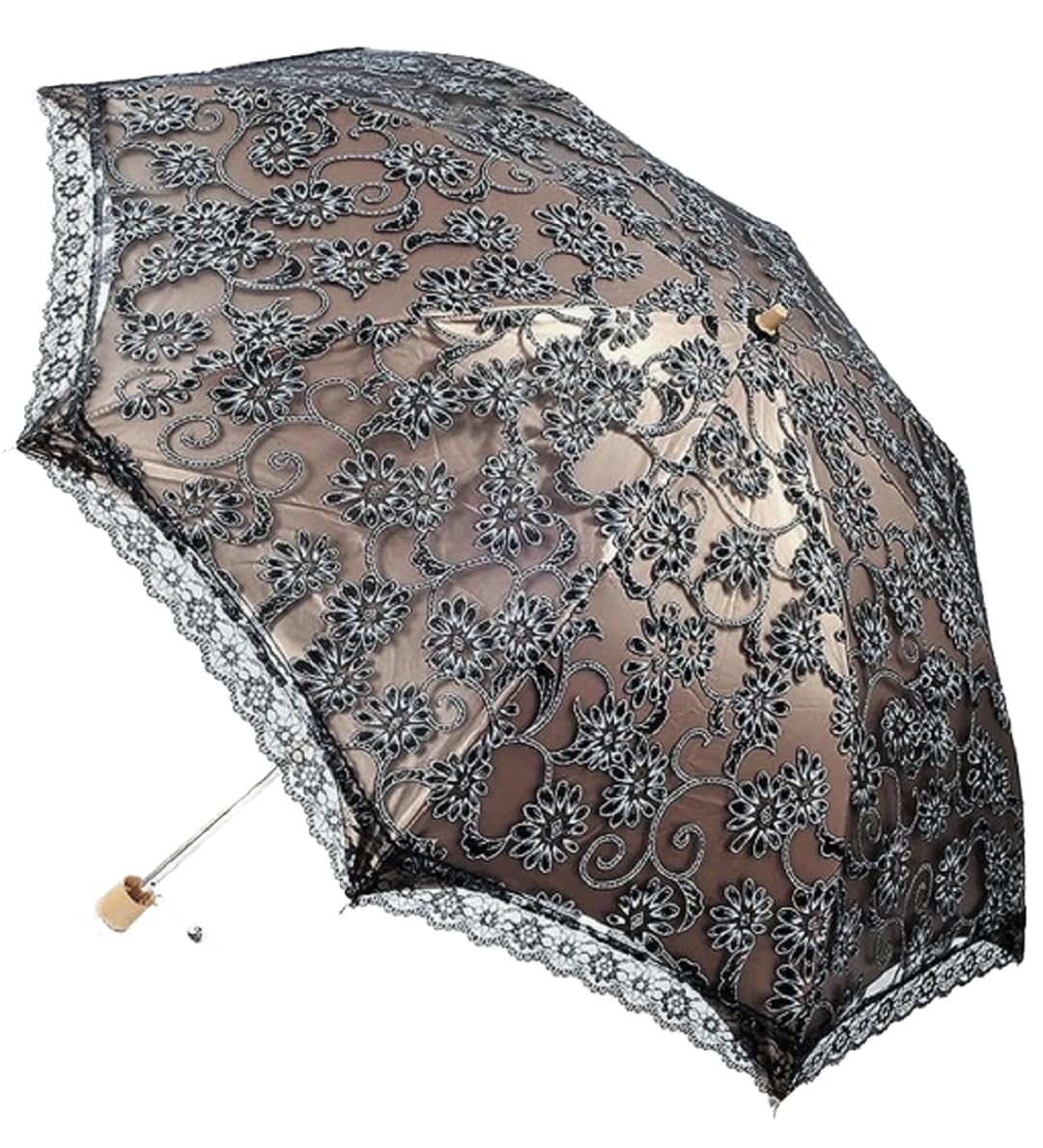 Elegant Lace Folding Umbrella for Women - UV Protection, Windproof, Compact Travel Parasol - Perfect for Weddings, Bridal Events & Outdoor Occasions