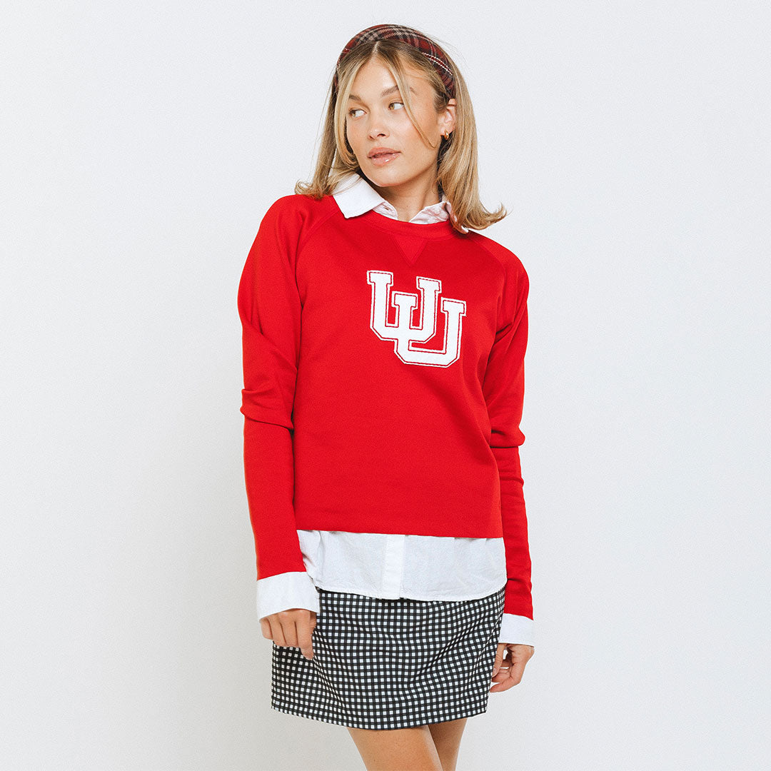 Utah Embroidered Neo Crew Sweatshirt - Let's Go U Crimson - Perfect for Game Day & Casual Wear