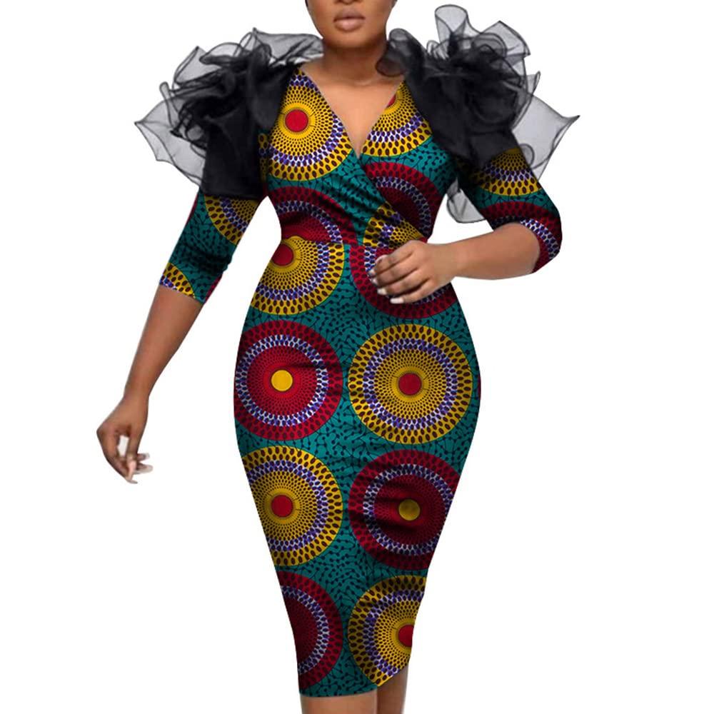 African Dresses for Women - Slim Fit Knee-Length Skirt with Traditional Ankara Kente Print, Sexy & Elegant for Party, Wedding, Date Night & Special Occasions