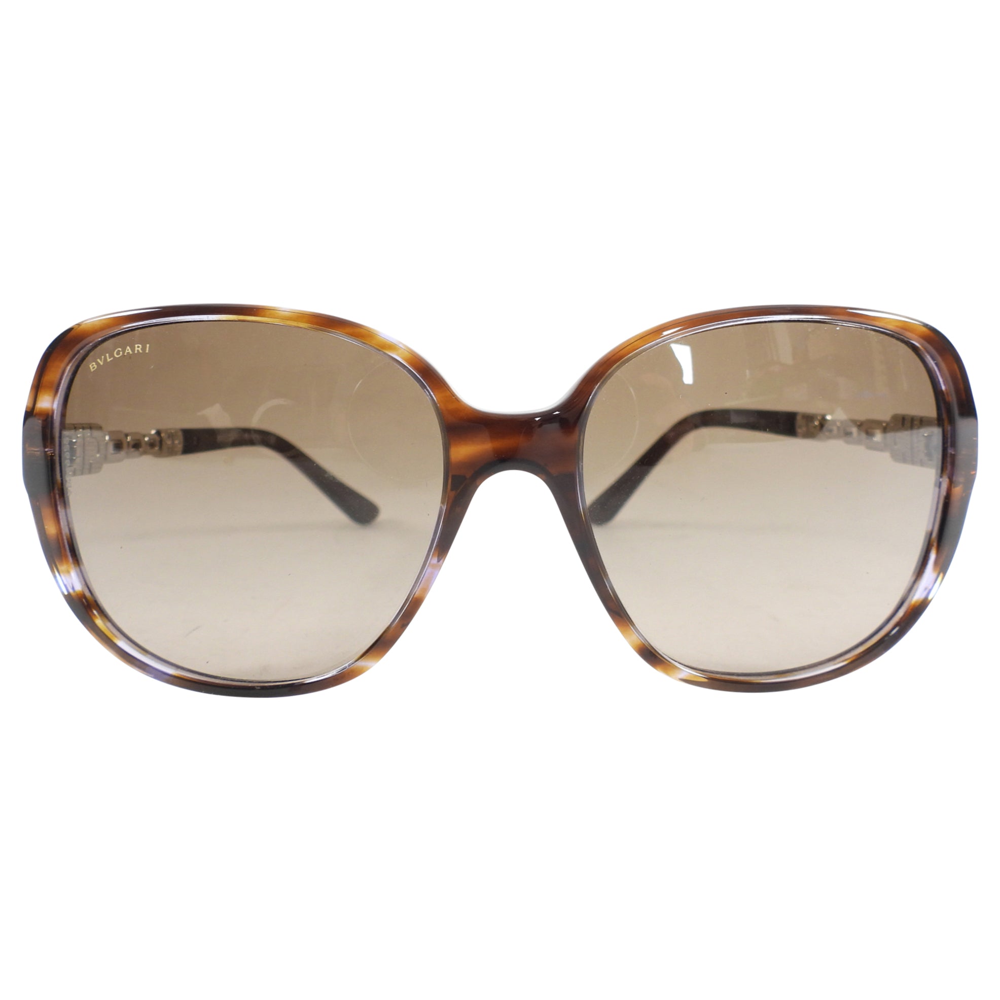 Bvlgari Luxury Brown Tortoise Shell Sunglasses with Jewel Accents - Stylish UV Protection for Women - Perfect for Beach, Travel & Fashion Outfits
