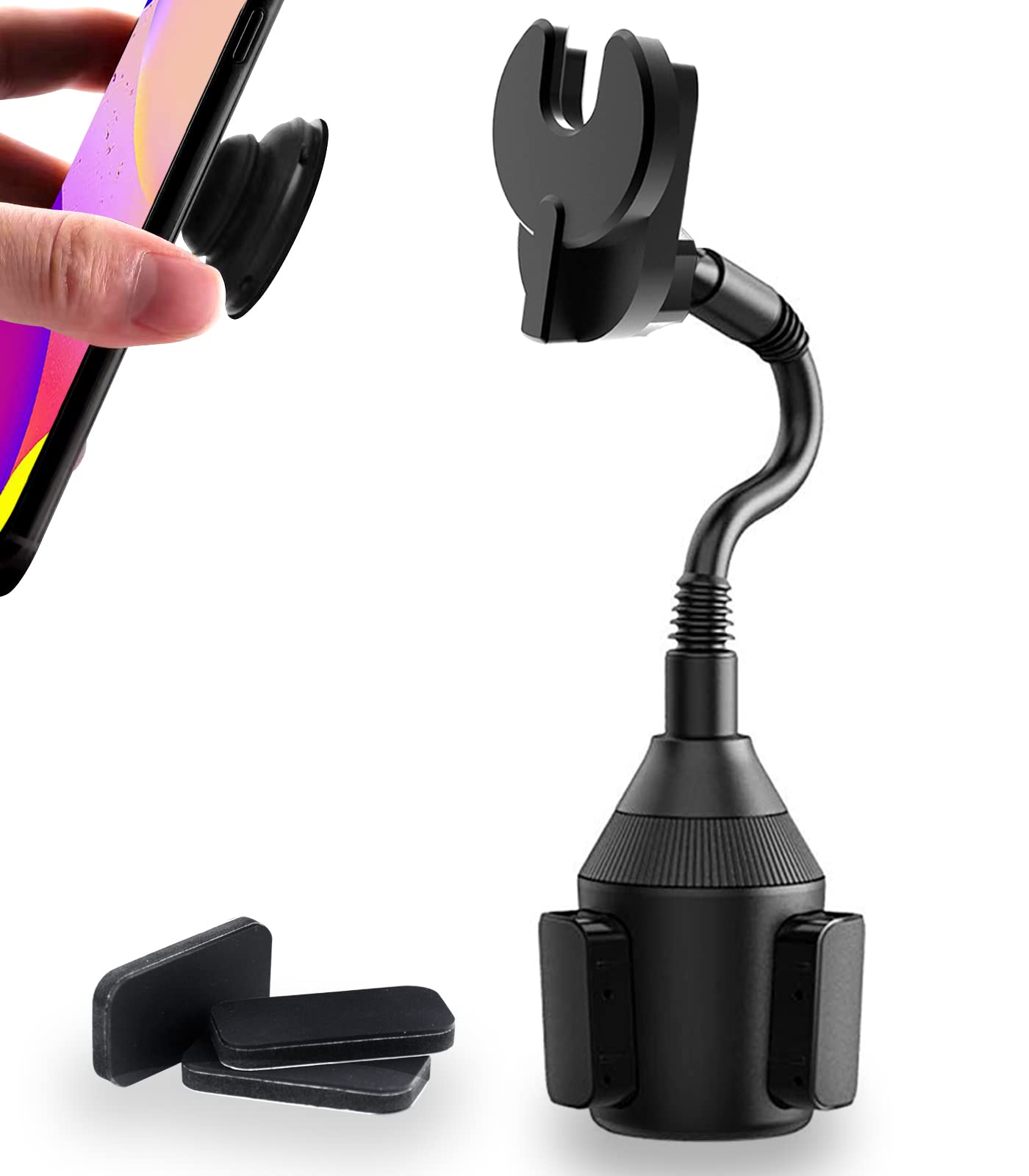 Pop Socket Car Phone Holder - Flexible Gooseneck Cup Holder Mount Compatible with iPhone, Samsung & All Smartphones - Perfect for Hands-Free Driving, GPS Navigation & Road Trips