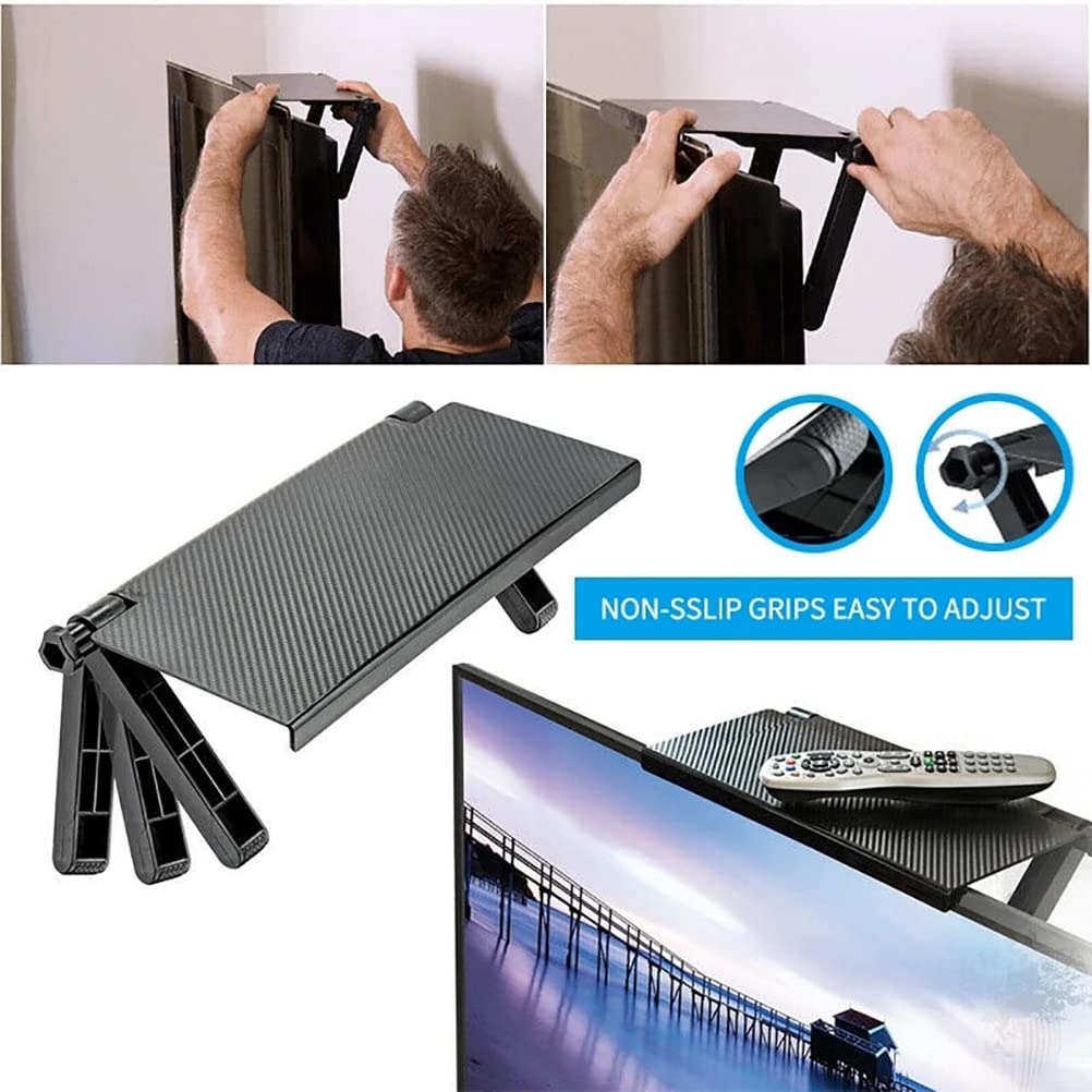 Universal TV Top Shelf for Cable Box & Computer Monitor - Space-Saving Desk Organizer Rack for Office, Home & Gaming Setup - Perfect for Streaming, Work & Entertainment