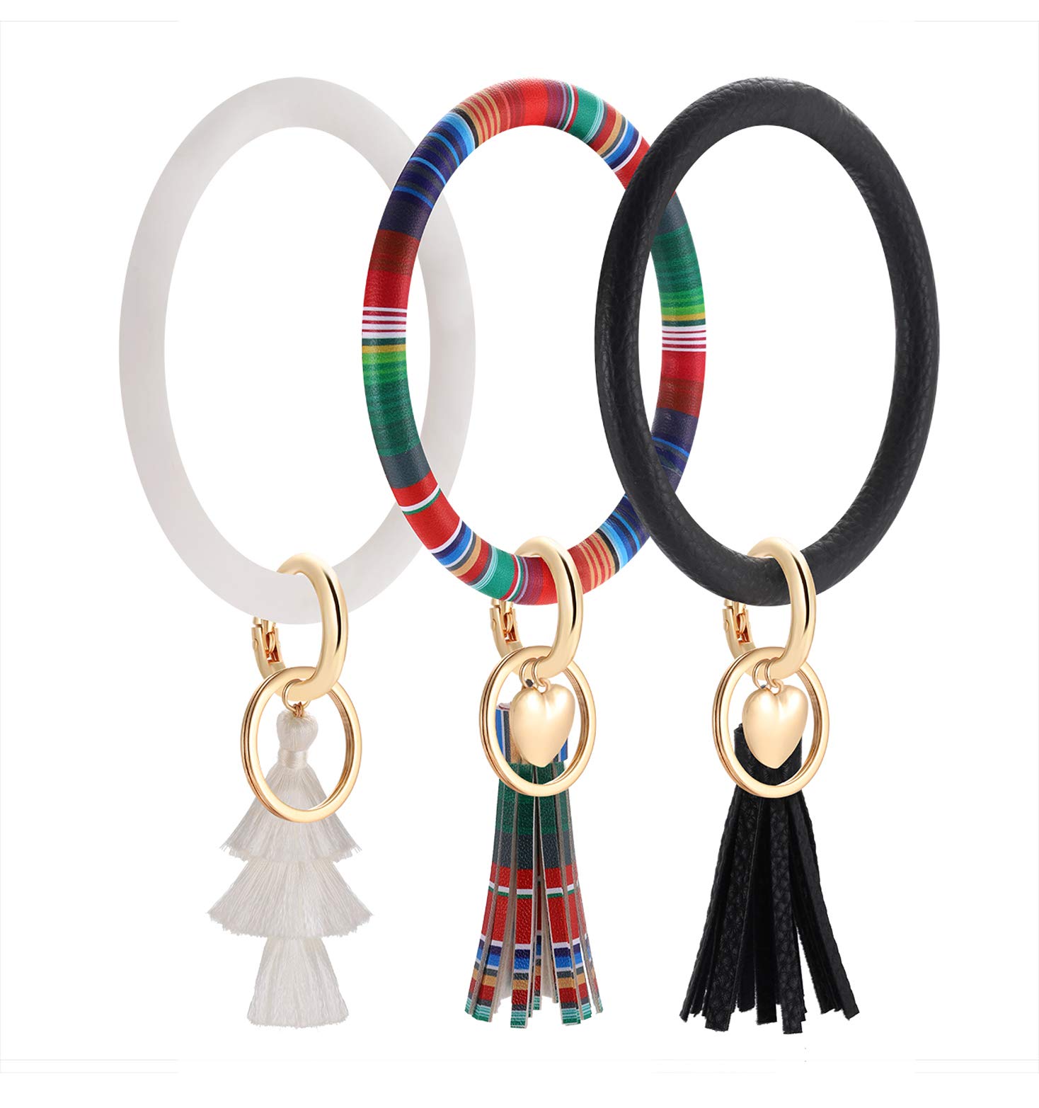 Leather Keychain Bracelet for Women - Stylish Tassel Key Ring Wristlet Bangle for Girls | Perfect for Daily Wear, Travel & Gift Giving