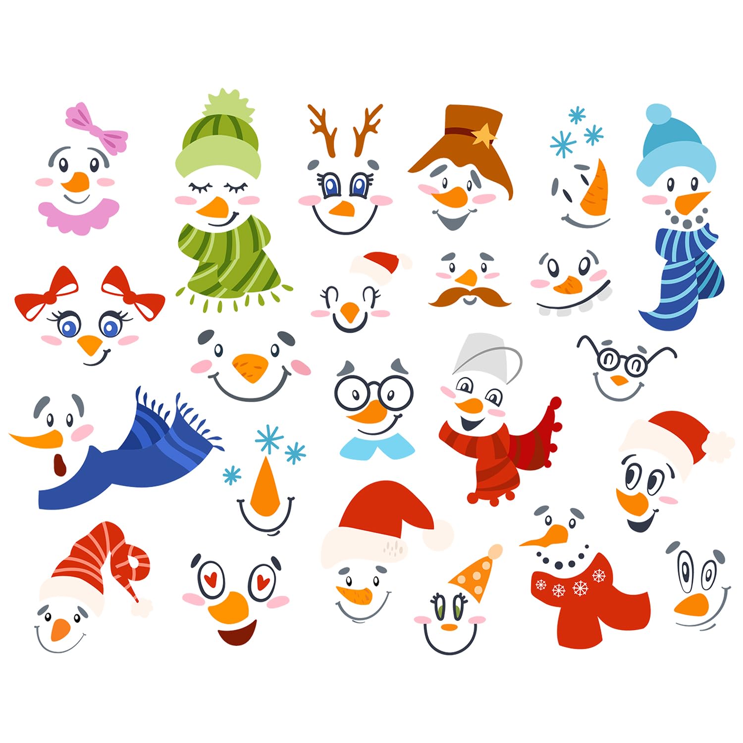 Christmas Snowman Face Wall Stickers - Peel & Stick Holiday Wall Decals for Kids Room, Nursery, Classroom, Door & Window Decor | Festive Winter Home Décor for Bedroom & Furniture
