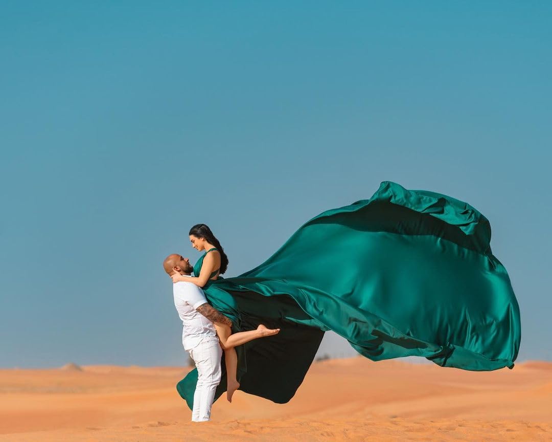 Infinity Dress | Long Flying Maxi Dress with Train | Flowy Satin Photography Dress | Elegant Santorini Style Gown for Women | Perfect for Baby Showers, Photo Shoots & Special Occasions