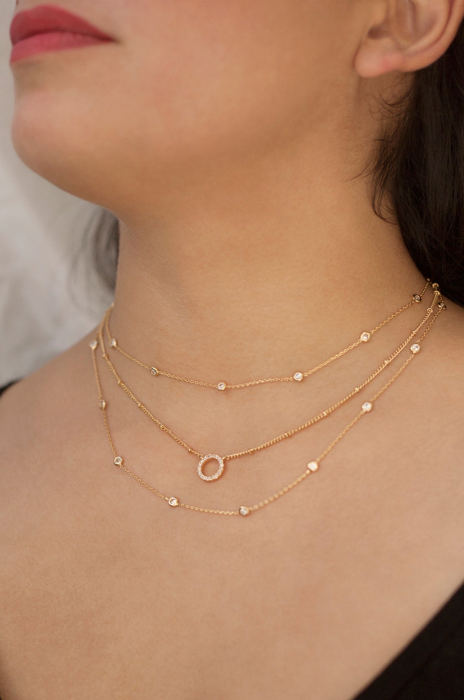 Monroe Crystal Layered Necklace for Women - Elegant Multi Strand Bohemian Jewelry for Party, Wedding & Everyday Wear