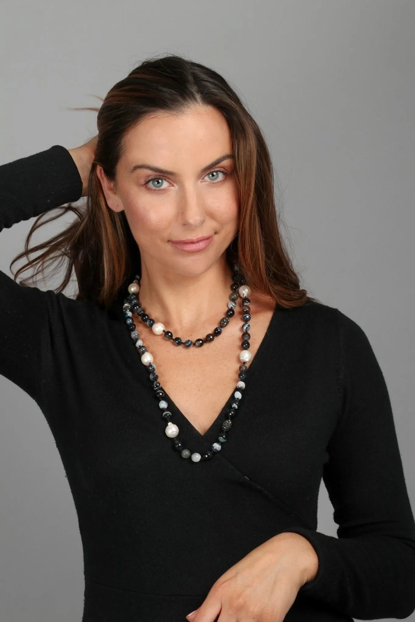 Exquisite Tahitian Pearl Beaded Long Necklace - Elegant Black Pearl Jewelry for Women - Perfect for Weddings, Parties & Special Occasions