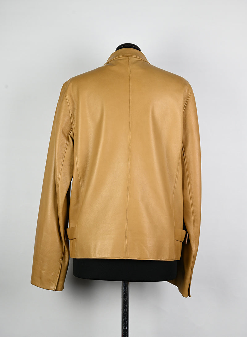 Prada Nappa Leather Jacket in Biscuit Color - Size 44 | Luxury Italian Outerwear for Men, Business & Casual Wear