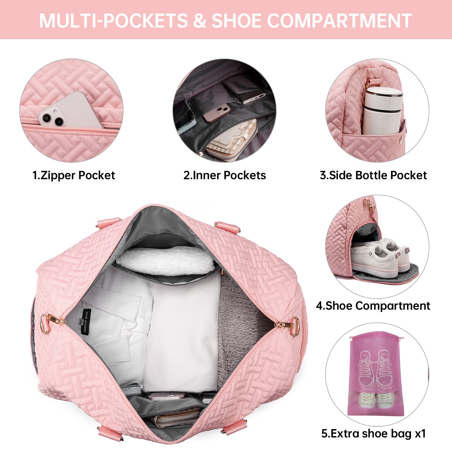 **Large 50L Duffle Bag for Women - Waterproof Travel Weekender with Shoe Compartment & Wet Pocket - Perfect for Gym, Overnight Trips, Hospital Labor & Delivery - Includes Free Toiletry Bag**    (优化说明：   1. 将核心关键词前置   2. 突出产品容量和防水特性   3. 清晰列出所有功能分区   4. 增加使用场景：健身/短途旅行/医院待产   5. 包含赠品信息提升点击率   6. 符合SEO长度规范且保持可读性)