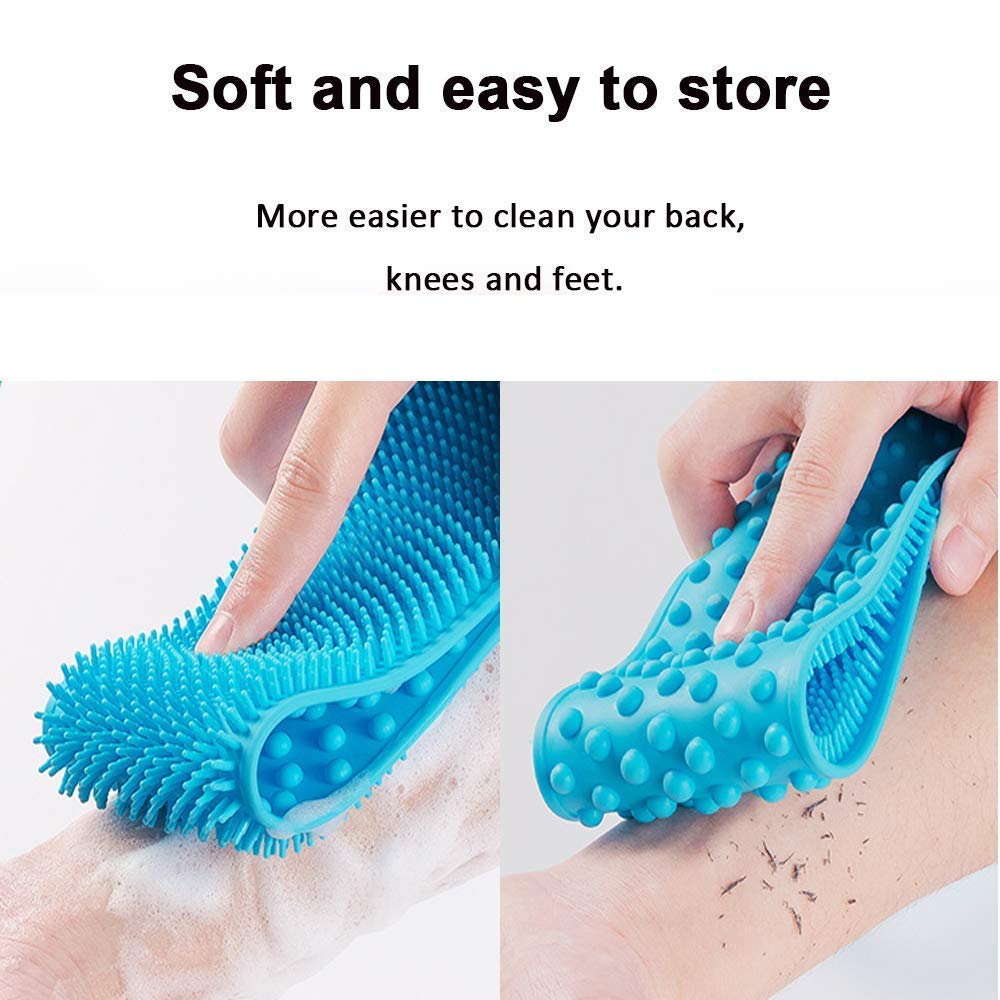 YOGI Store Silicone Body Scrubber - Exfoliating Back Scrubber, Foot Cleaner & Dirt Remover Belt for Shower & Bath (Purple) - Perfect for Deep Cleansing & Relaxation