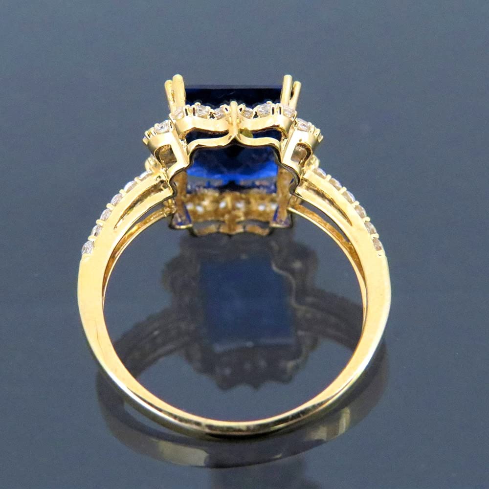 BeBold 2 Carat Radiant Cut Lab-Created Blue Sapphire Engagement Ring for Women - 14K Yellow Gold Plated Solitaire Ring - Perfect for Proposals, Anniversaries & Special Occasions