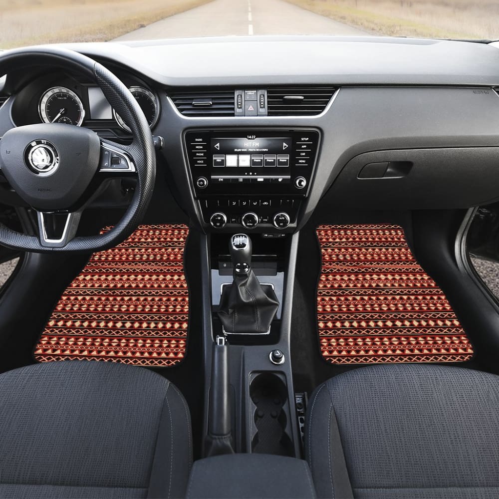 Premium Brown & Orange Aztec Pattern Car Floor Mats - All-Weather Protection for SUVs, Trucks & Sedans - Perfect for Road Trips & Daily Commutes