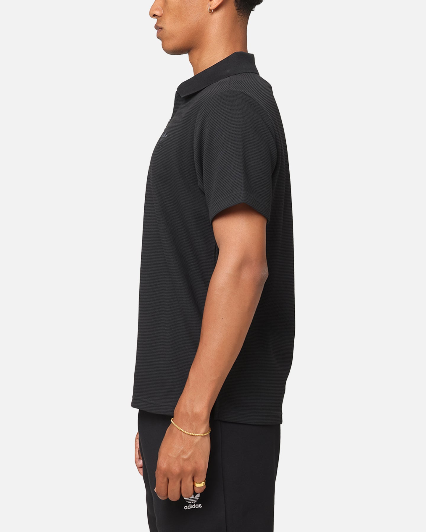 Adidas Essentials Waffle Polo T-Shirt for Men - Black Cotton Short Sleeve Casual Shirt - Perfect for Gym, Workout, and Everyday Wear