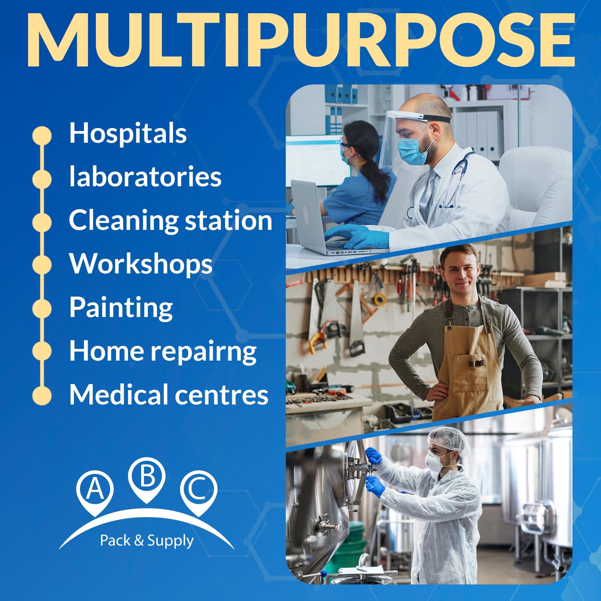 White Disposable Lab Coats for Adults - Small Size (Pack of 25) | Medical PPE Protective Clothing | 42 GSM Polypropylene Material with Elastic Cuffs & Hook Loop Closure | Ideal for Laboratories, Hospitals, Cleanrooms & Medical Professionals