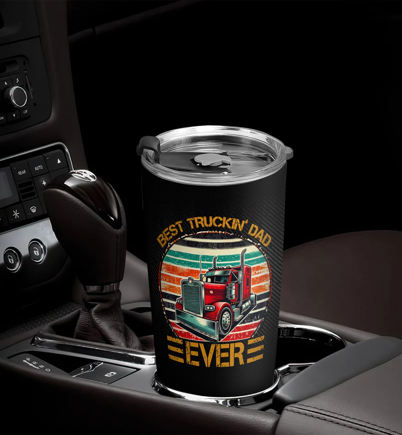 20oz Stainless Steel Vacuum Insulated Travel Coffee Mug - Best Trucker Dad Tumbler with Lid | Double Wall Insulation Keeps Hot/Cold | Perfect Gift for Fathers, Truck Drivers & Coffee Lovers | Great for Road Trips, Work Commutes & Outdoor Adventures
