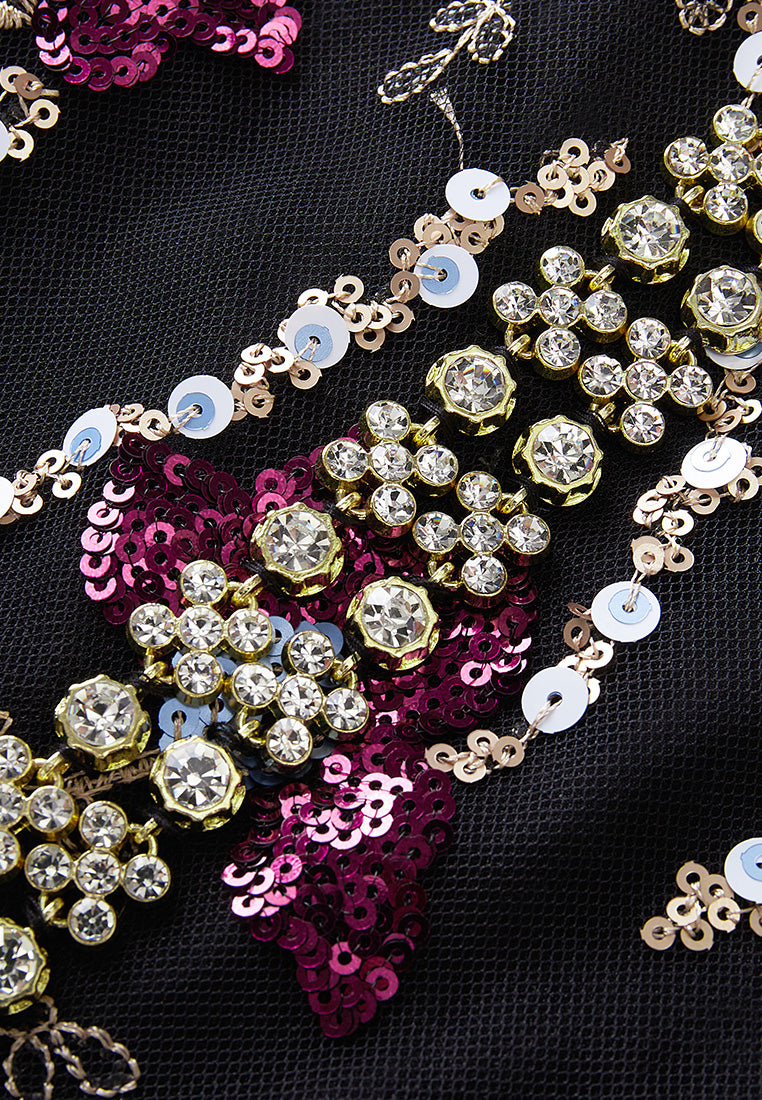 Sparkling Sequin & Crystal Embroidered Mesh Party Dress for Women - Perfect for Evening Events, Prom & Special Occasions
