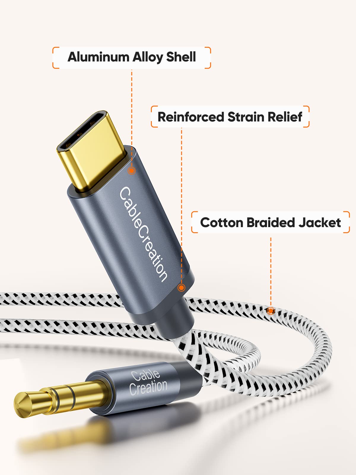CableCreation USB C to 3.5mm Audio Aux Cable (4FT/1.2M) - Type C to Aux Male Headphone Adapter for Samsung Galaxy S23/S22/S21/S20+/Ultra/Note 20/10+, iPad Pro/Air, Google Pixel - Gray | Car Stereo, Home Audio & Mobile Device Connectivity