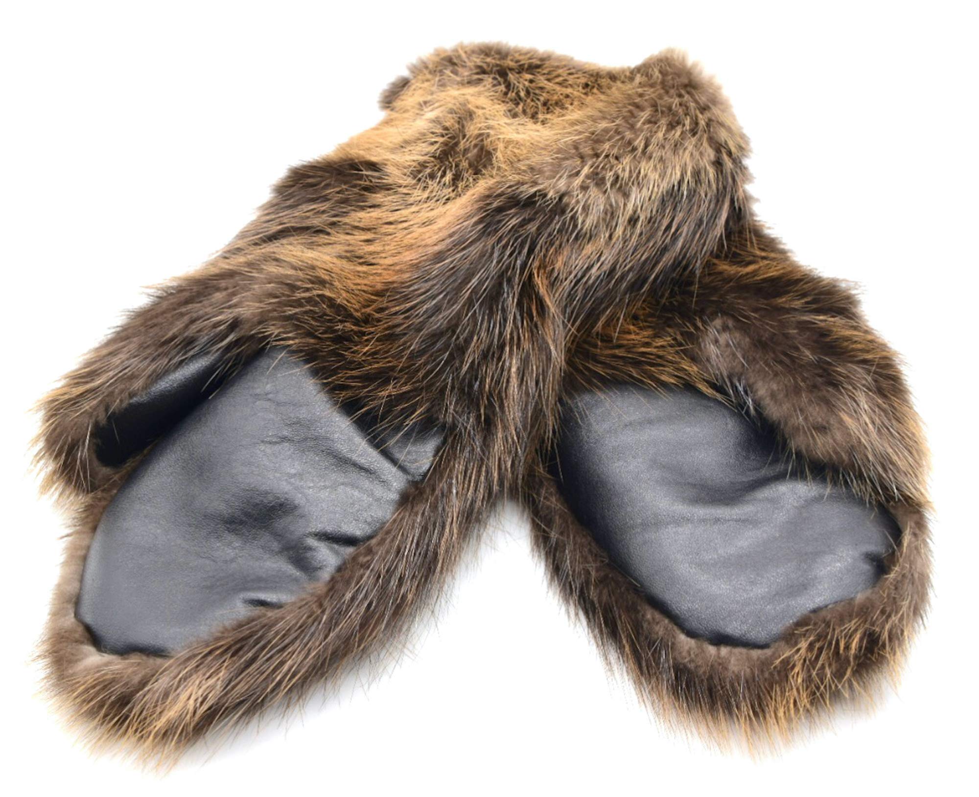 Premium Men's Beaver Fur Gauntlet Mittens - Genuine Fur Winter Gloves for Extreme Cold - Ideal for Skiing, Snowboarding & Outdoor Adventures