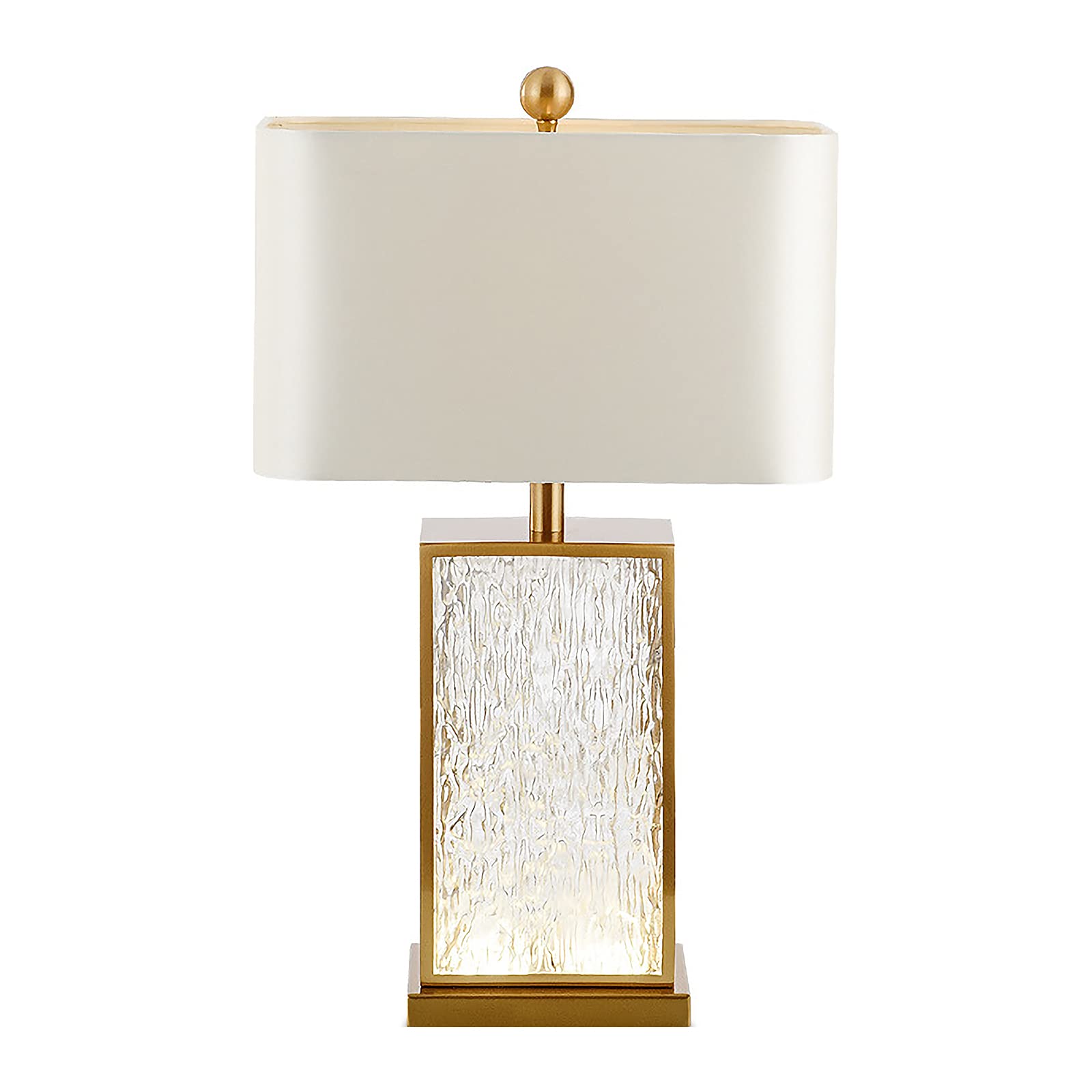 Modern Luxury Glazed Glass Table Lamp with Metal Base - Elegant Bedside Lighting for Bedroom, Living Room & Office Decor - Perfect for Reading, Relaxing & Home Ambiance