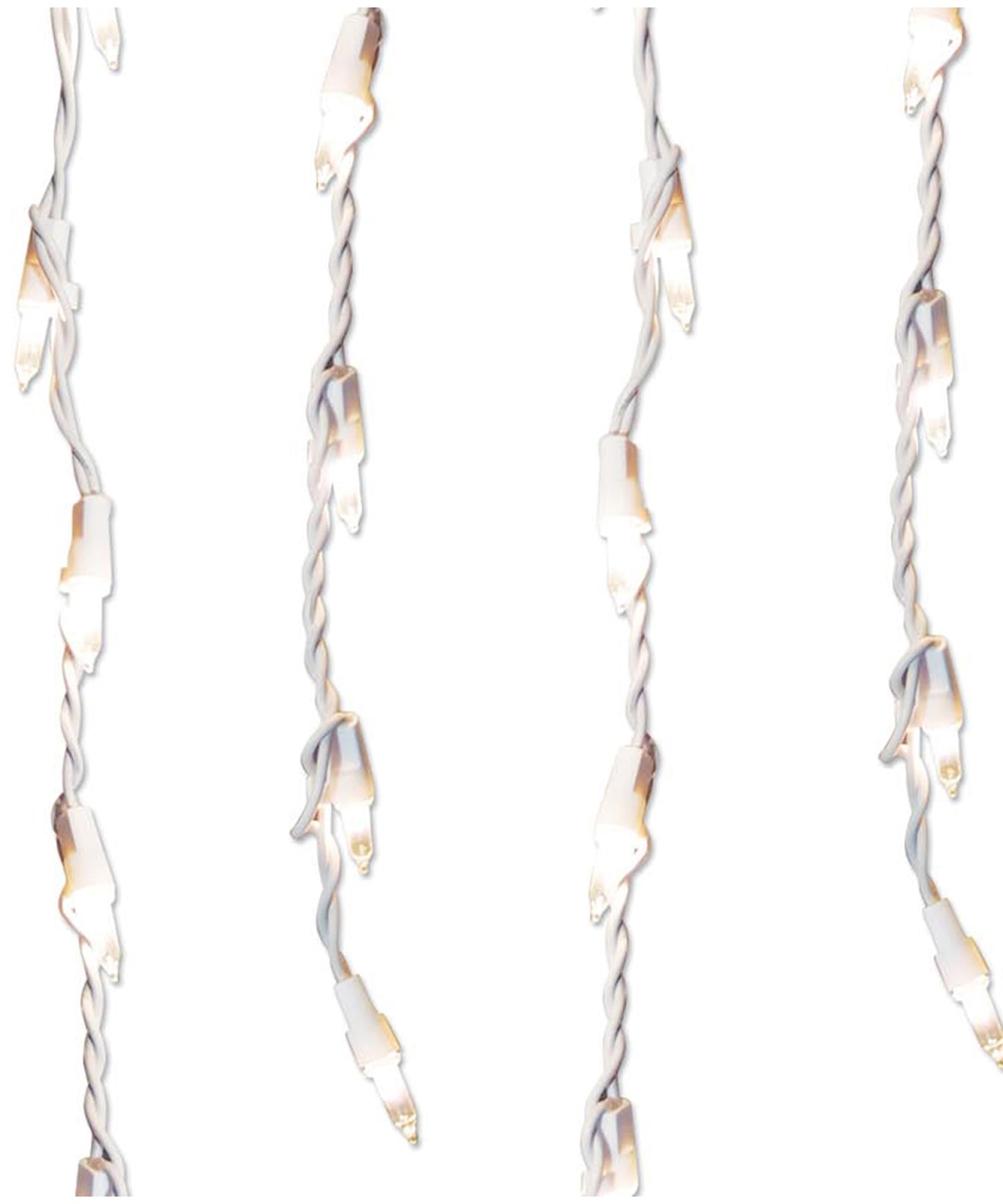 Brite Star 100-Count Stay-Straight Clear Window Icicle Christmas Lights Set - White Wire Mini LED Lights for Indoor Outdoor Holiday Decorations