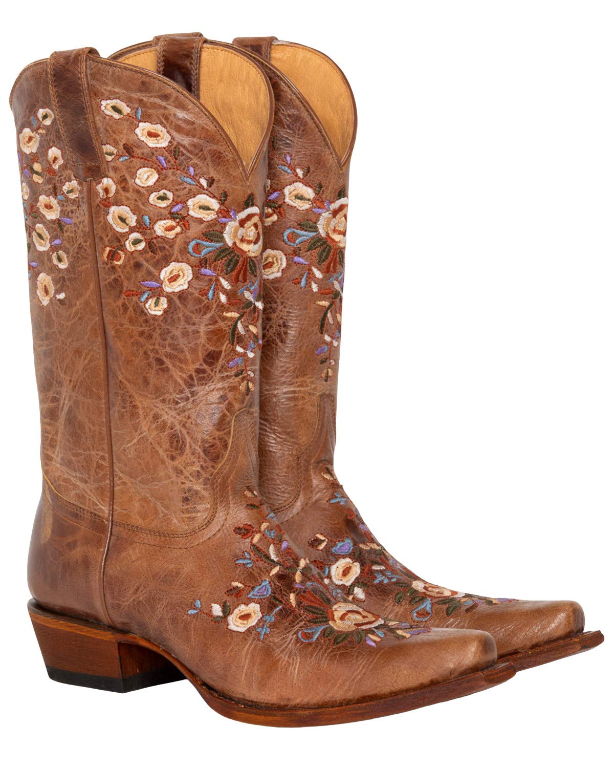 Shyanne Women's Maisie Floral Embroidered Western Leather Boots - Snip Toe Cowgirl Boots for Women | Comfortable & Stylish for Country Dancing, Rodeo & Western Fashion