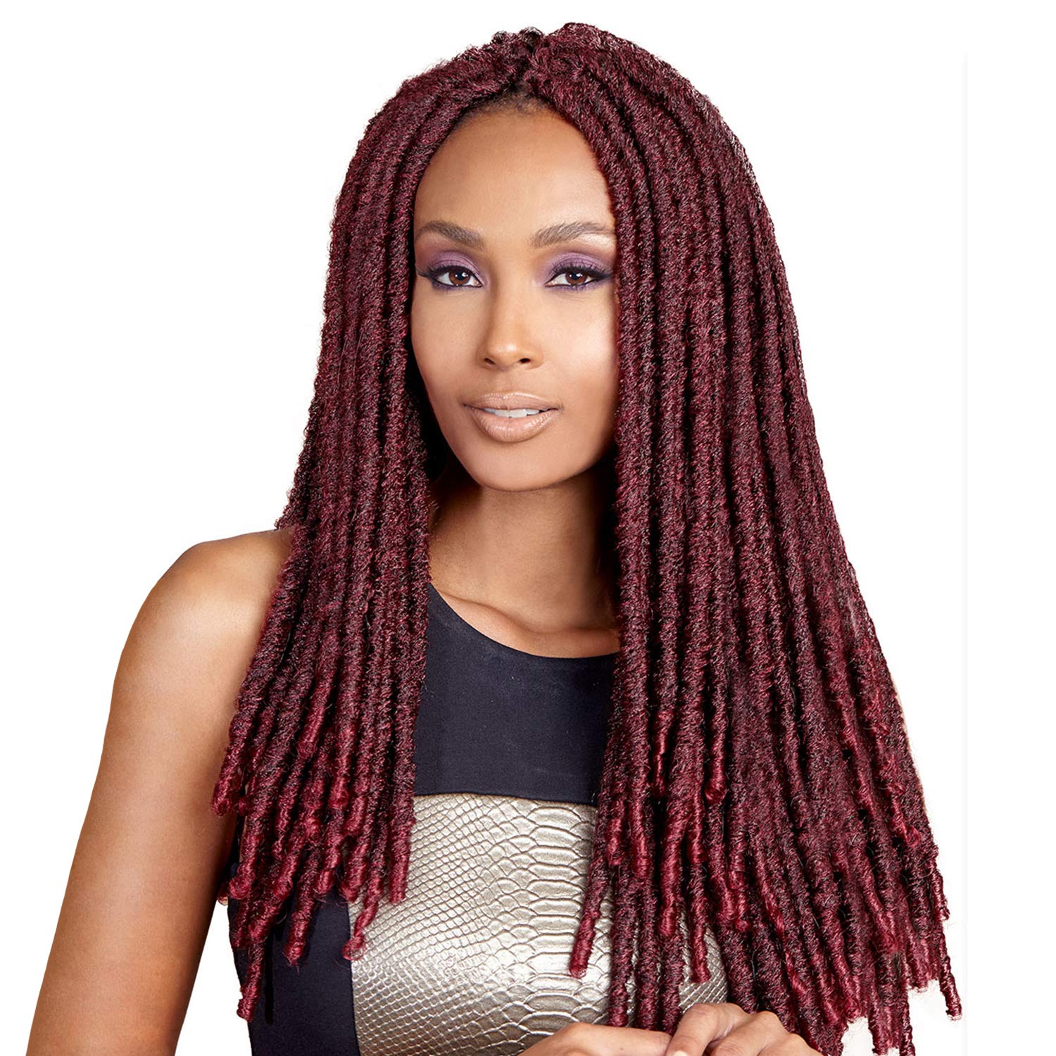 Bobbi Boss Synthetic Hair Crochet Braids - 4-Pack Faux Locs Senegal Bomba Dreadlocks (DPPURPLE) | Easy Protective Hairstyle for Women | Perfect for Daily Wear, Parties & Special Occasions