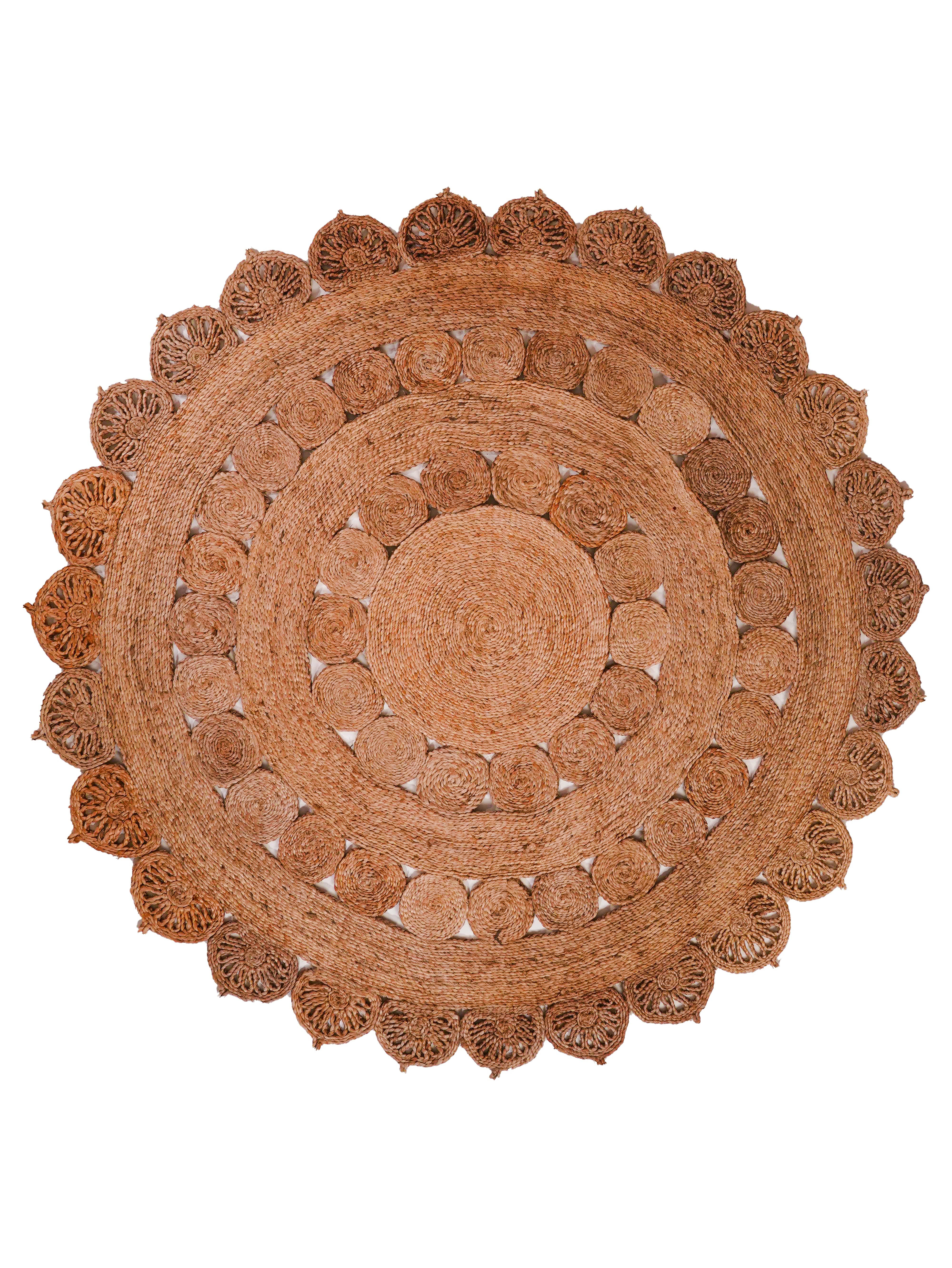 Silkfinity Handwoven Jute Braided Rug - Natural Fiber Floor Mat for Living Room, Bedroom & Boho Home Decor