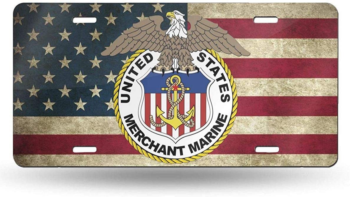 US Merchant Marine Seal Novelty License Plate Cover - 6x12 Inch Decorative Car Tag Sign - Perfect for Patriotic Car Enthusiasts & Military Supporters