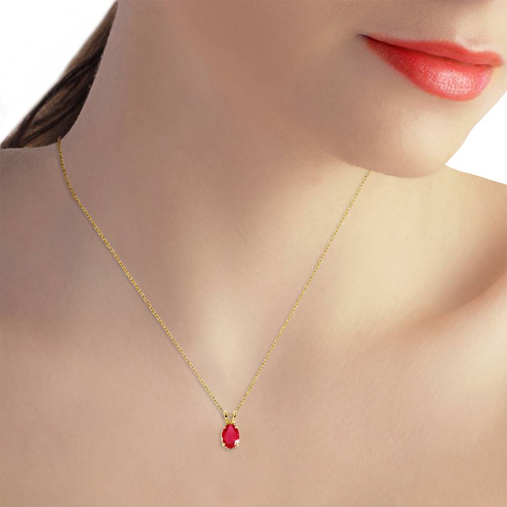 1 Carat 14K Solid Yellow Gold Necklace with Natural Ruby - Elegant Jewelry Gift for Women, Perfect for Valentine's Day, Anniversary & Special Occasions