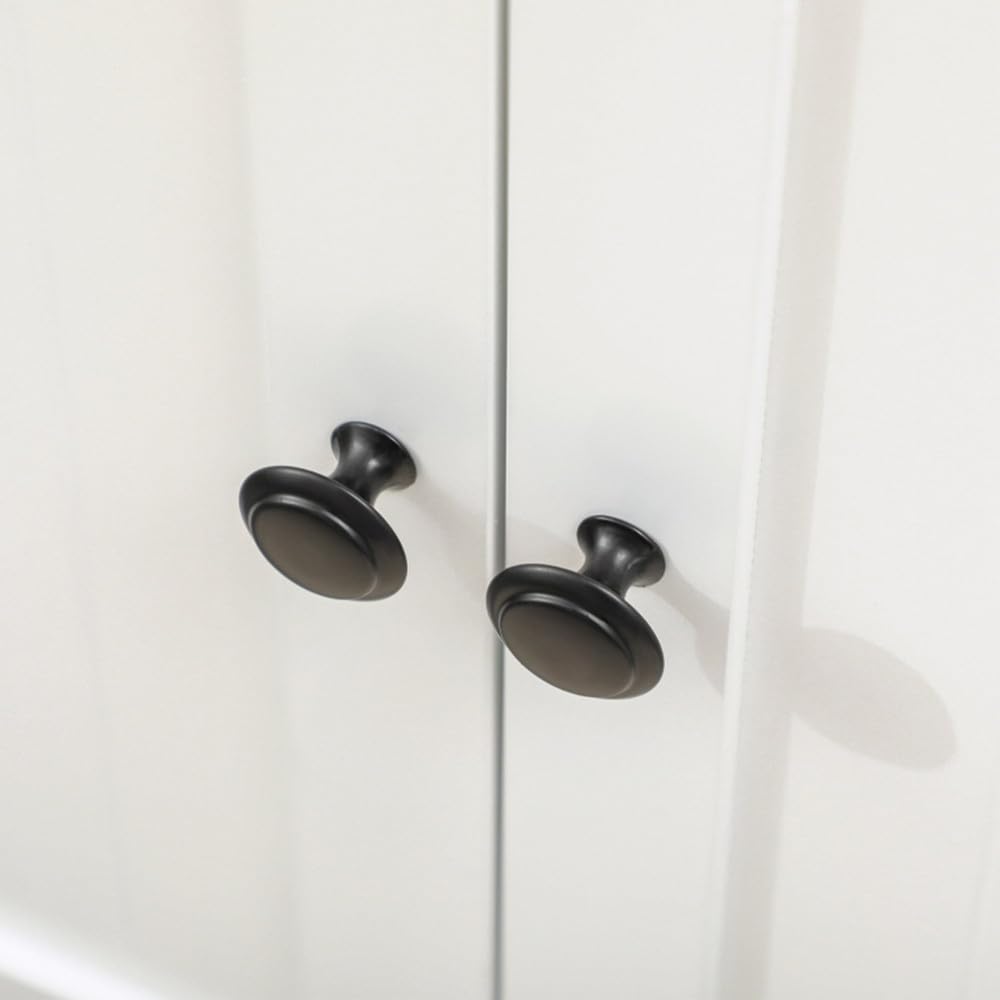 White & Dark Walnut Double Door Pedestal Sink Storage Cabinet - Bathroom Vanity Organizer with Shelves for Towels & Toiletries - Perfect for Small Bathrooms & Powder Rooms